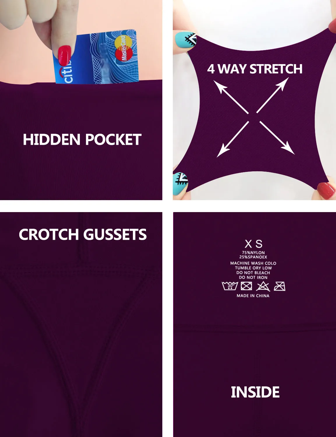29" 31" 33" 35" 37" High Waist Bootcut Leggings Plum_Plus Size