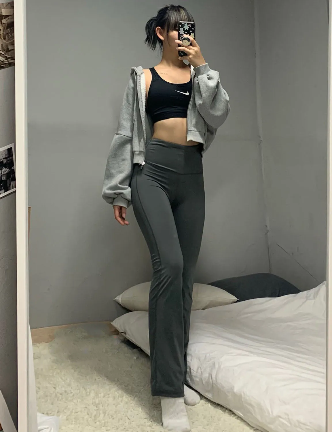 29" 31" 33" 35" 37" High Waist Bootcut Leggings Shadowcharcoal ins_Gym