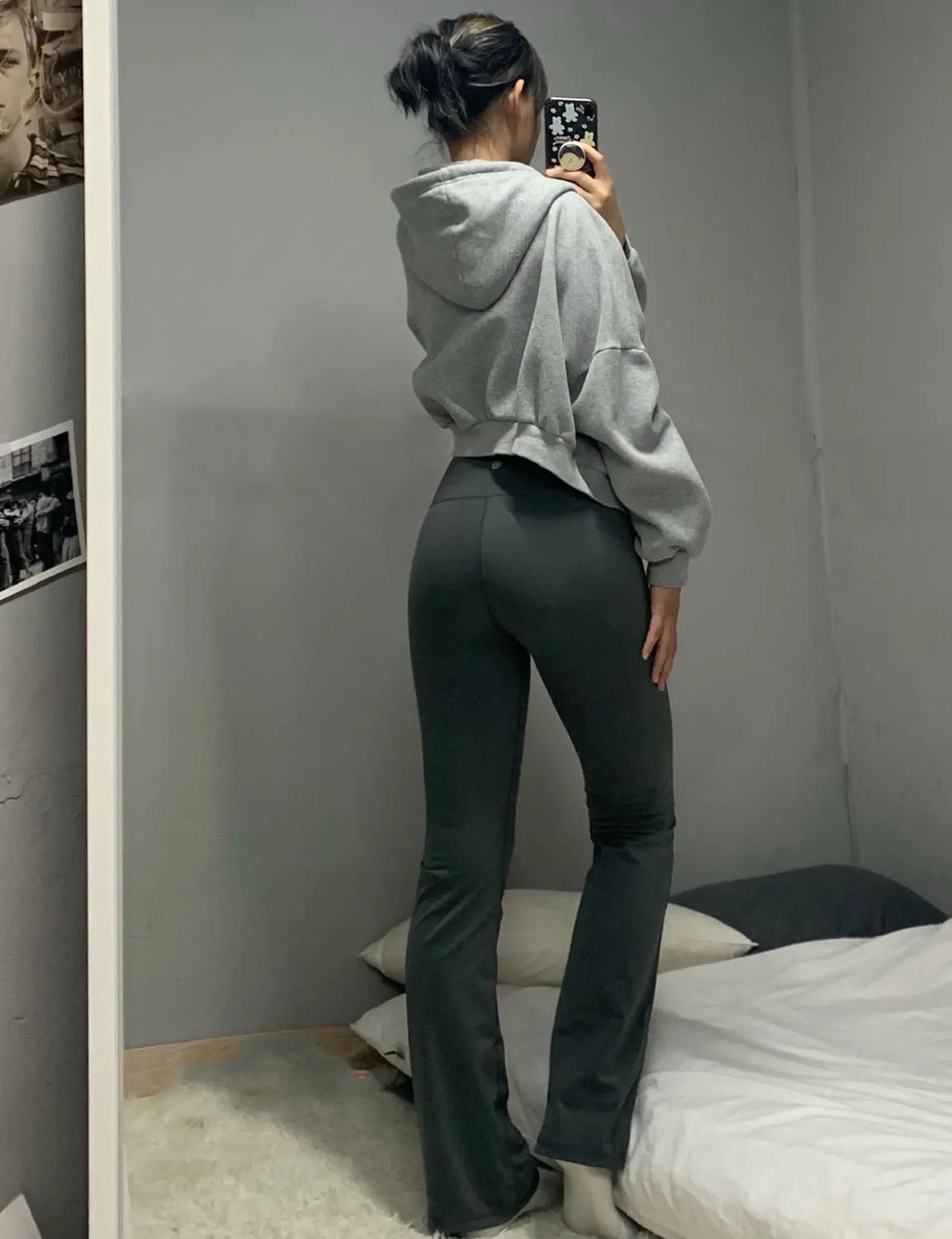 29" 31" 33" 35" 37" High Waist Bootcut Leggings Shadowcharcoal ins_Gym
