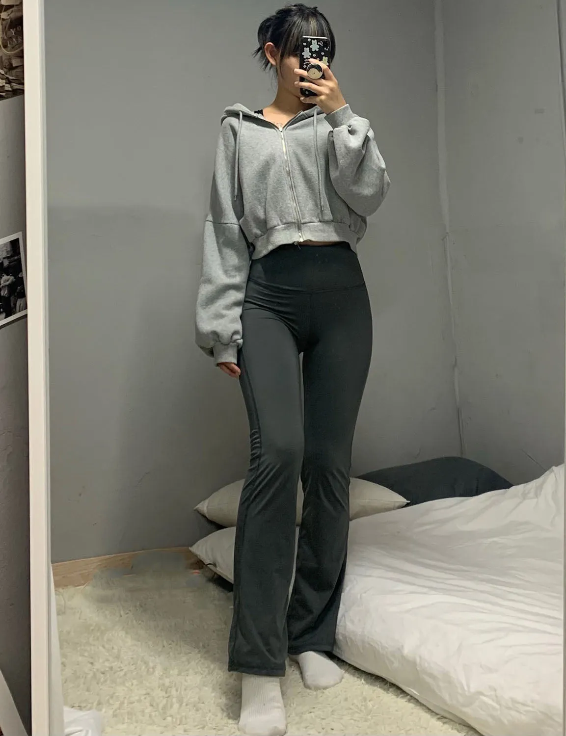 29" 31" 33" 35" 37" High Waist Bootcut Leggings Shadowcharcoal ins_Gym