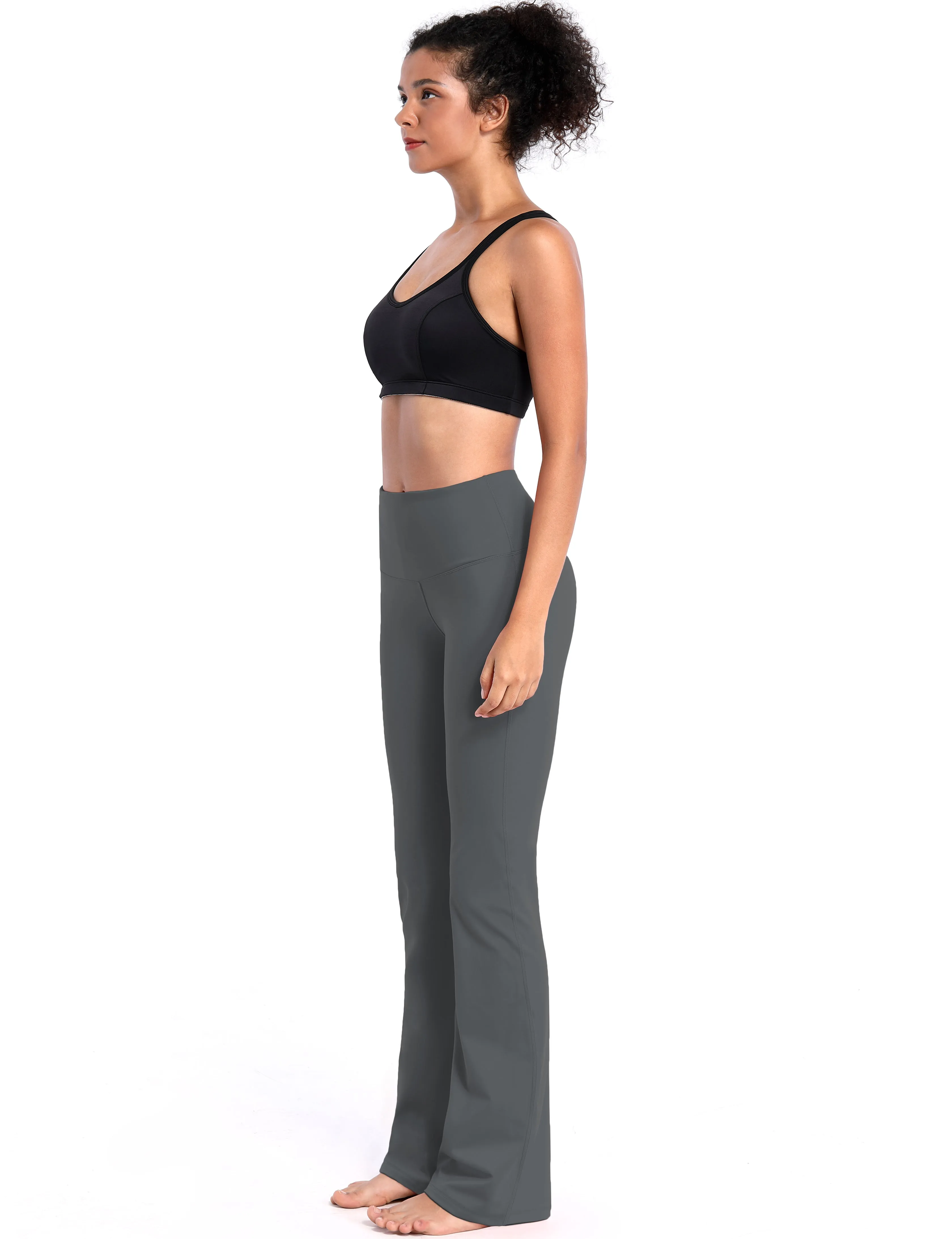 29" 31" 33" 35" 37" High Waist Bootcut Leggings Shadowcharcoal_Jogging