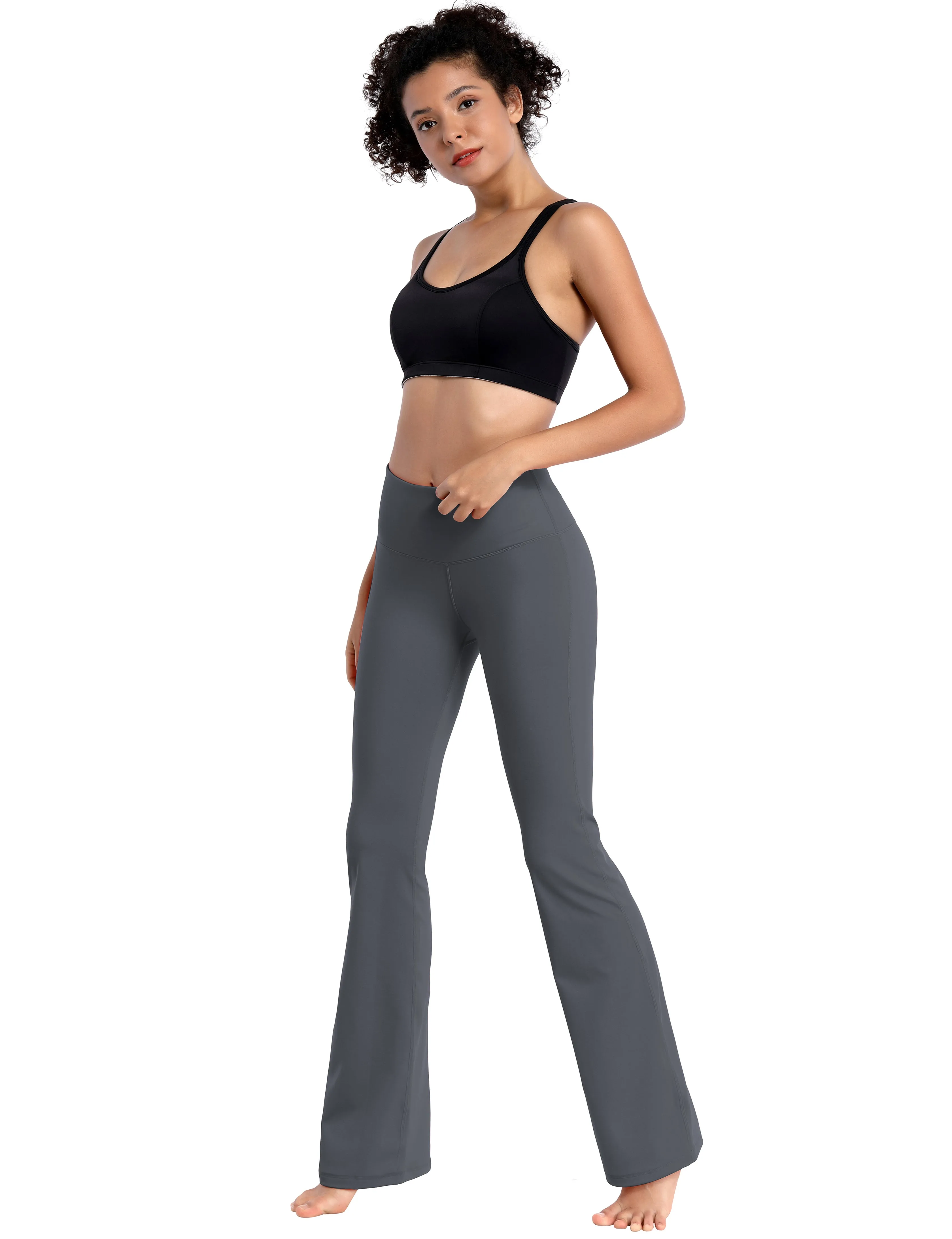 29" 31" 33" 35" 37" High Waist Bootcut Leggings Shadowcharcoal_Jogging