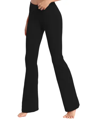 29" 31" 33" 35" 37" High Waist Flare Leggings Bootcut Yoga Pants Black_Biking | Bubblelime