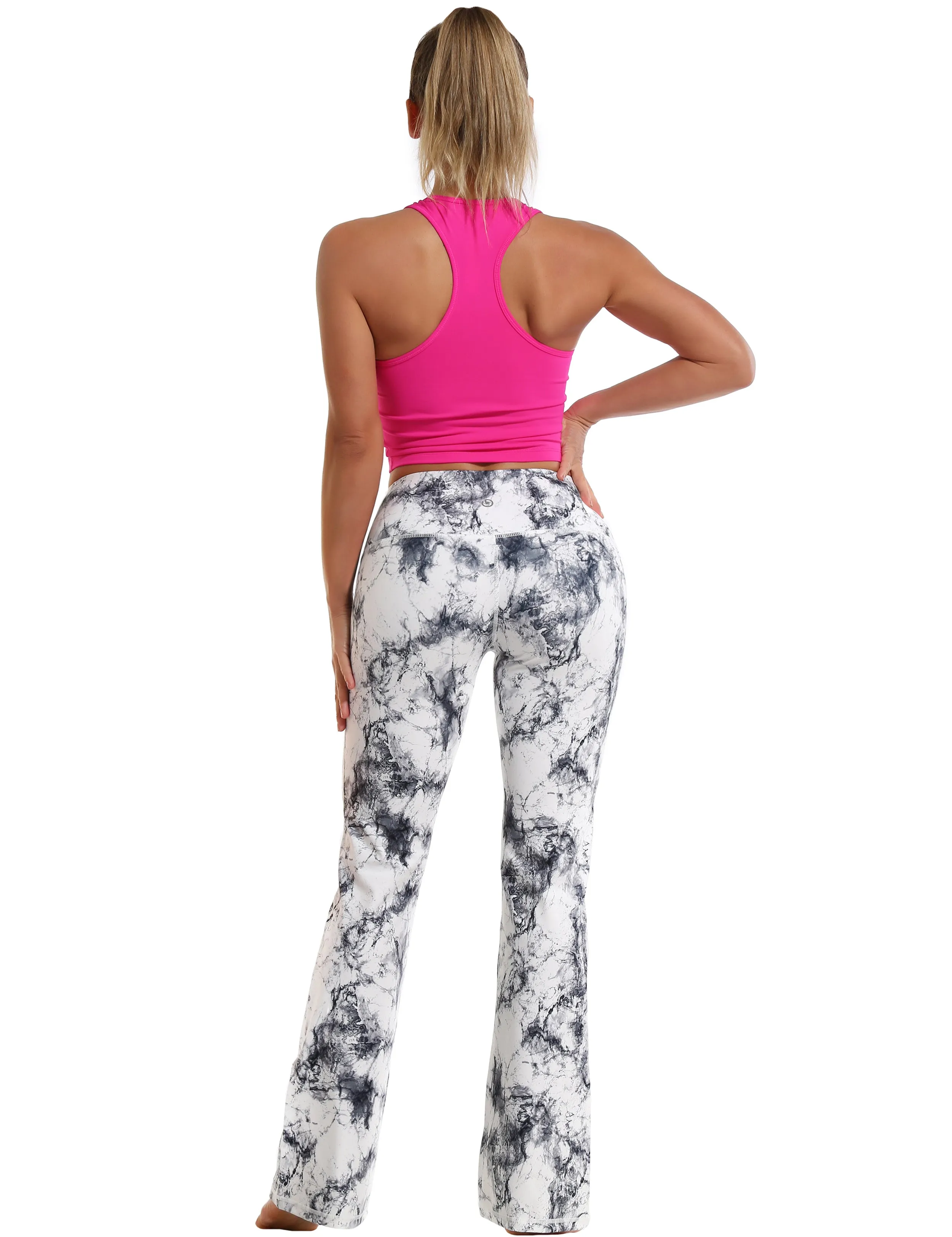 29" 31" 33" 35" 37" High Waist Printed Bootcut Leggings Arabescato_yogastudio