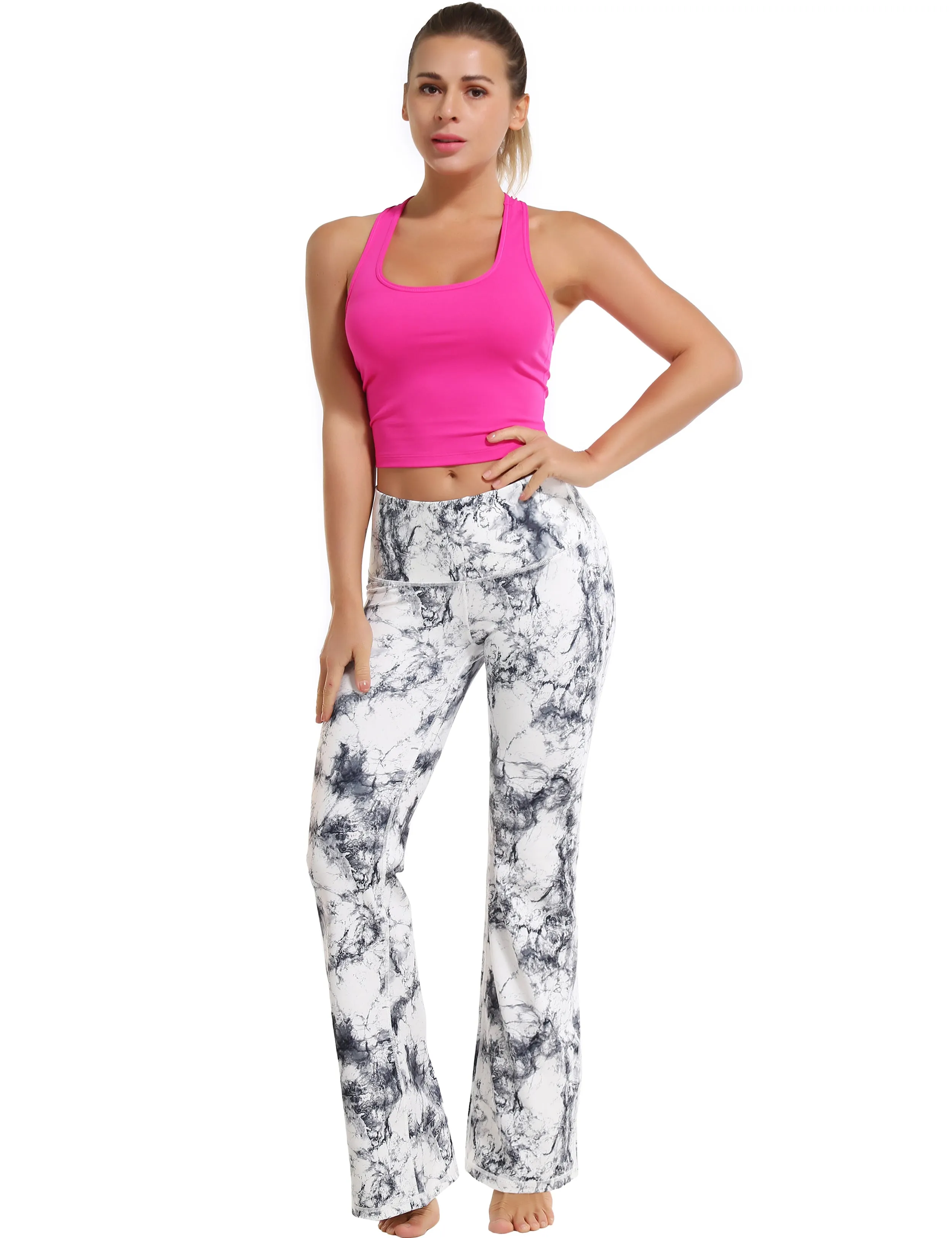 29" 31" 33" 35" 37" High Waist Printed Bootcut Leggings Arabescato_yogastudio