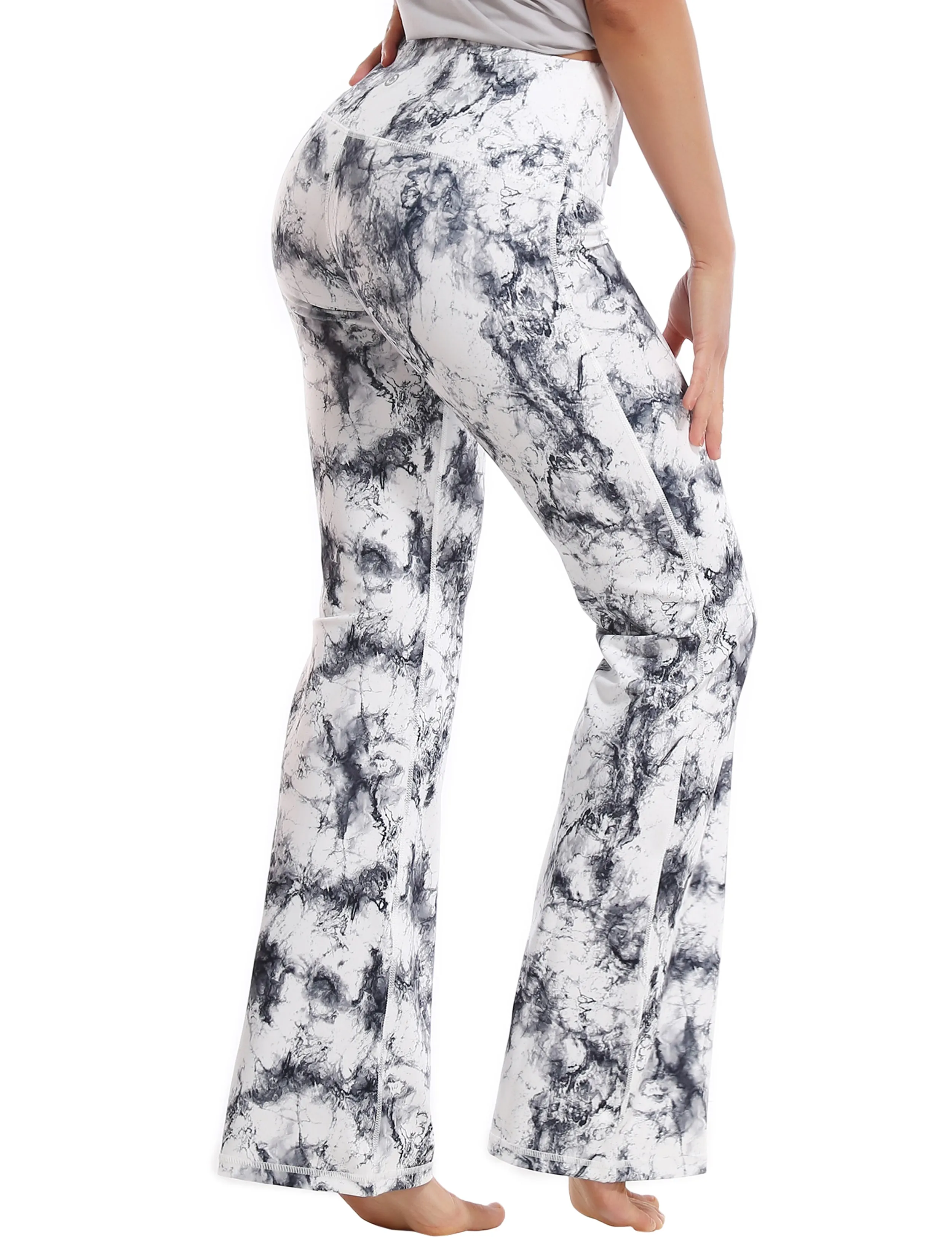 29" 31" 33" 35" 37" High Waist Printed Bootcut Leggings Arabescato_yogastudio