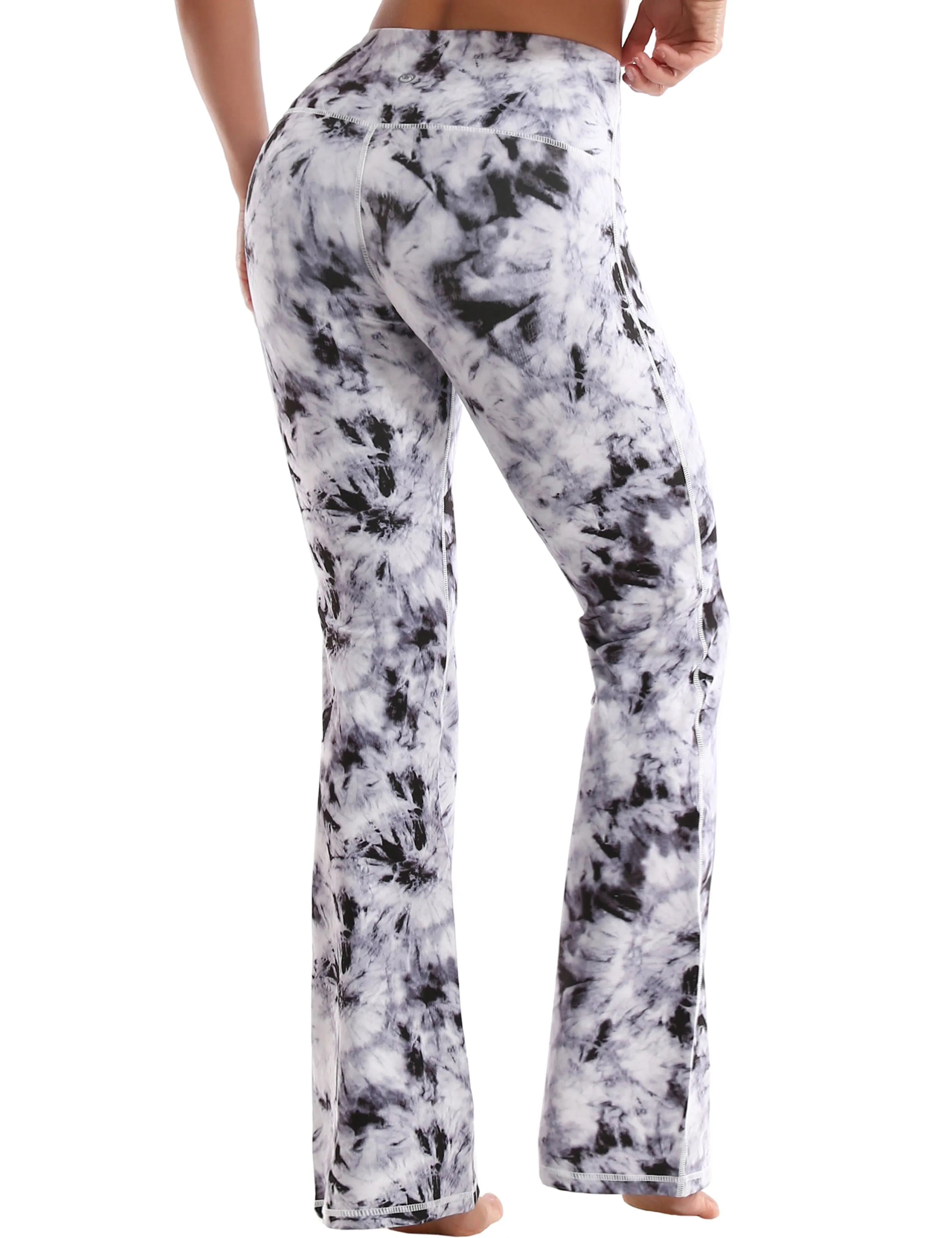 29" 31" 33" 35" 37" High Waist Printed Bootcut Leggings Black Dandelion_Jogging