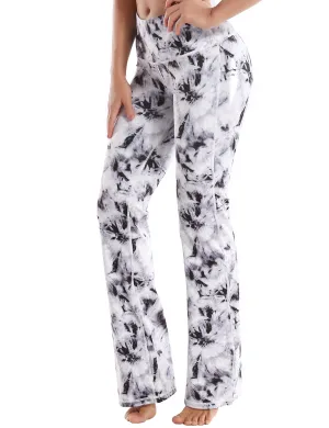 29" 31" 33" 35" 37" High Waist Printed Bootcut Leggings Black Dandelion_Plus Size