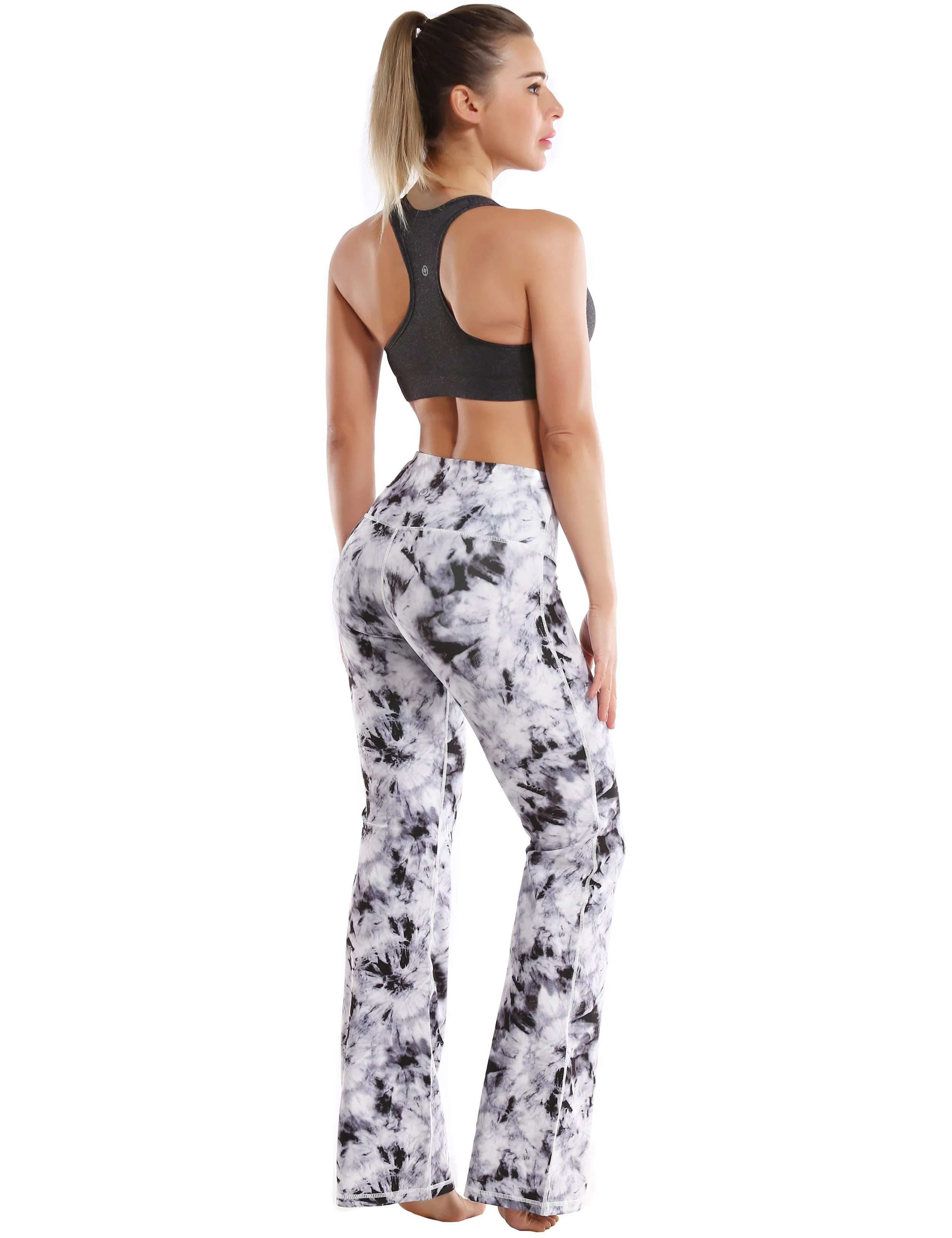 29" 31" 33" 35" 37" High Waist Printed Bootcut Leggings Black Dandelion_Tall Size