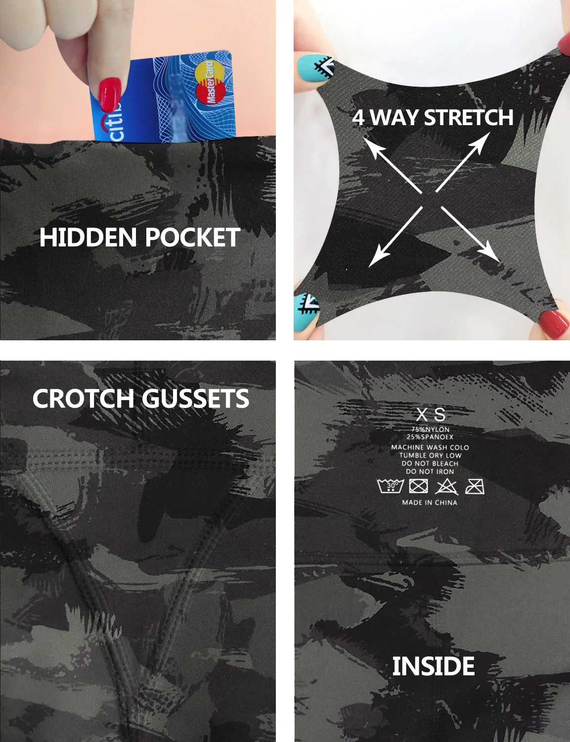 29" 31" 33" 35" 37" High Waist Printed Bootcut Leggings dimgray brushcamo_Jogging