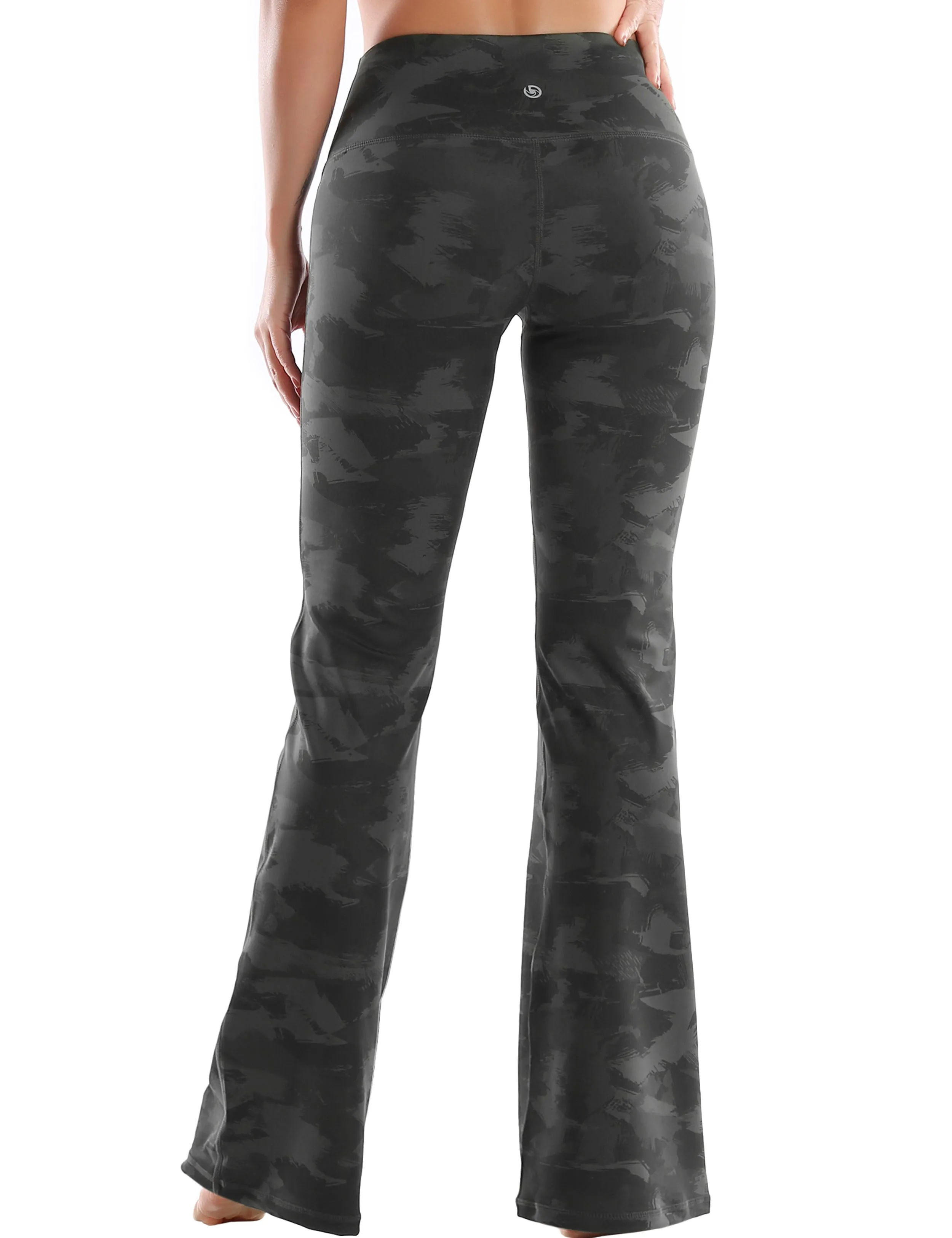 29" 31" 33" 35" 37" High Waist Printed Bootcut Leggings dimgray brushcamo_Jogging