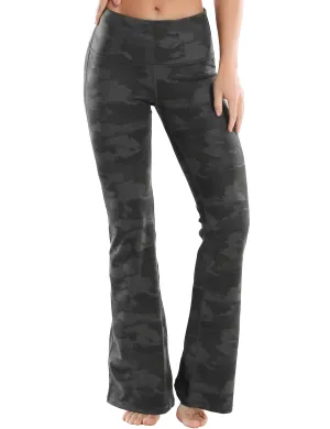 29" 31" 33" 35" 37" High Waist Printed Bootcut Leggings dimgray brushcamo_Plus Size