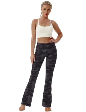 29" 31" 33" 35" 37" High Waist Printed Bootcut Leggings dimgray camo_Plus Size