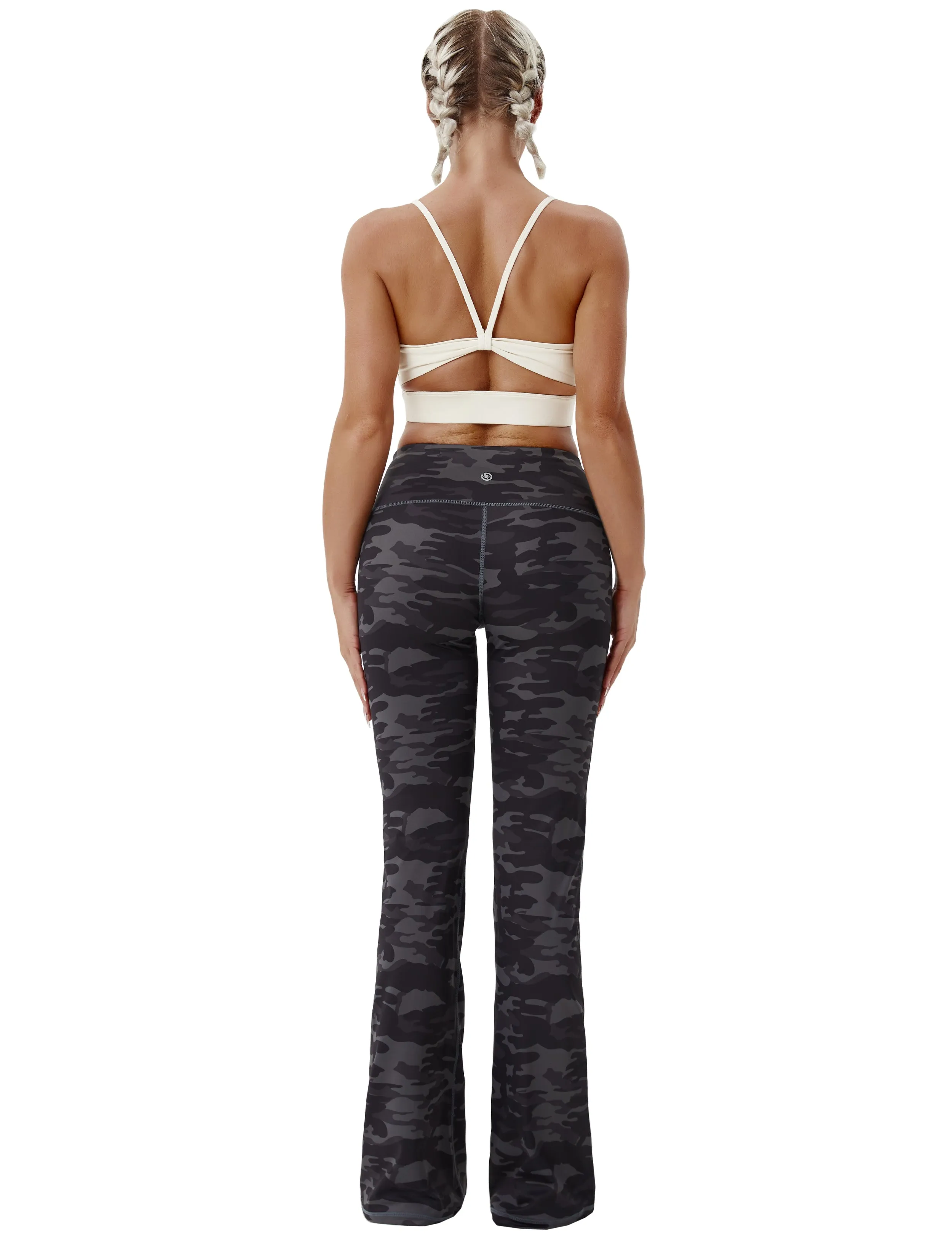 29" 31" 33" 35" 37" High Waist Printed Bootcut Leggings dimgray camo_Tall Size