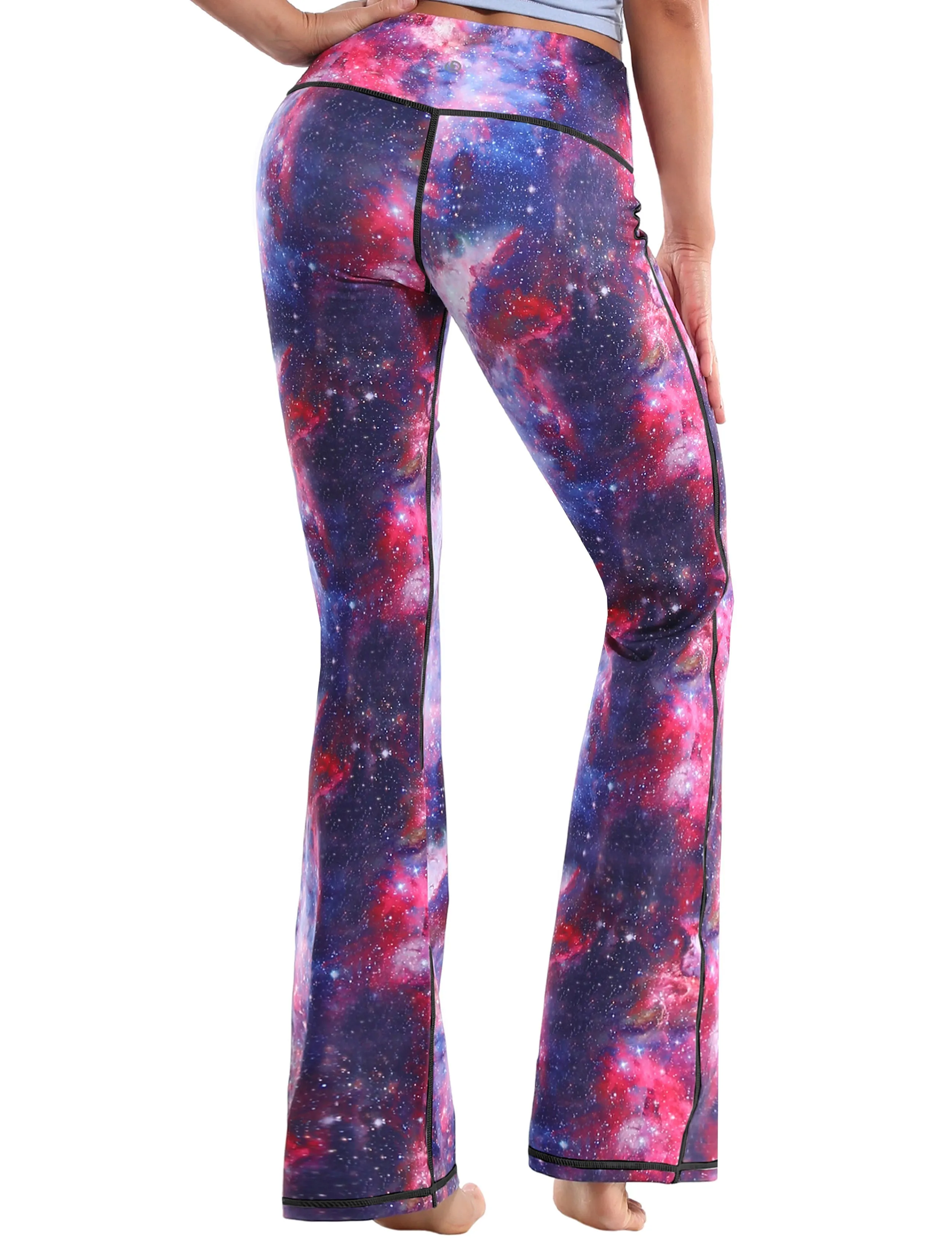 29" 31" 33" 35" 37" High Waist Printed Bootcut Leggings Galaxy_Plus Size