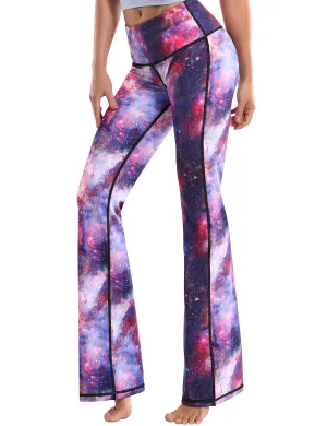 29" 31" 33" 35" 37" High Waist Printed Bootcut Leggings Galaxy_yogastudio