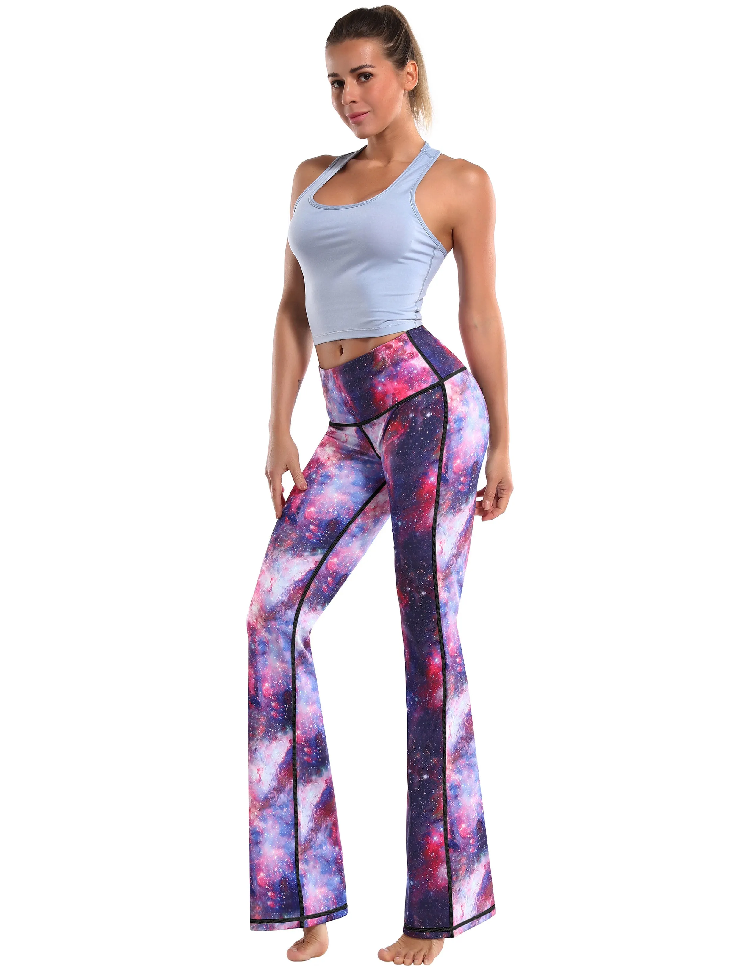 29" 31" 33" 35" 37" High Waist Printed Bootcut Leggings Galaxy_yogastudio