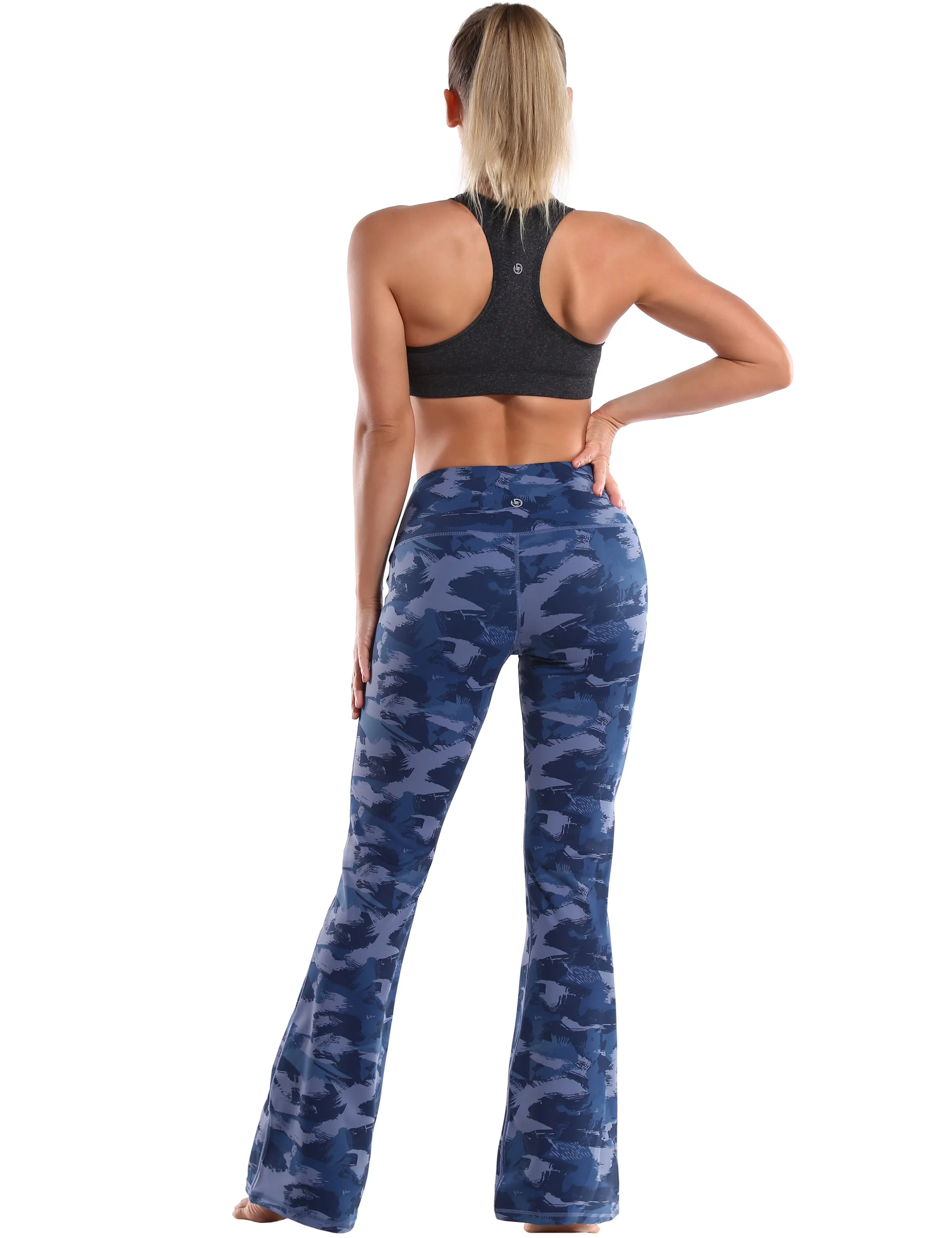 29" 31" 33" 35" 37" High Waist Printed Bootcut Leggings navy brushcamo_Jogging