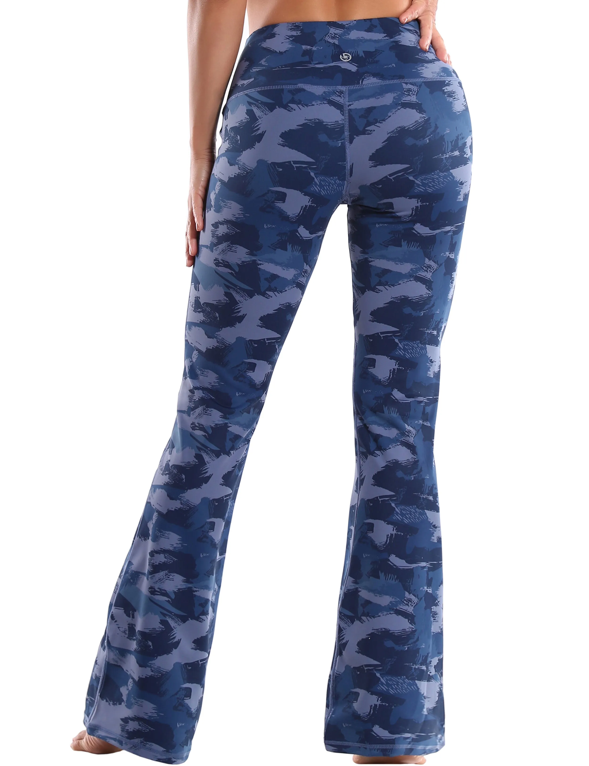 29" 31" 33" 35" 37" High Waist Printed Bootcut Leggings navy brushcamo_Jogging
