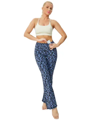 29" 31" 33" 35" 37" High Waist Printed Bootcut Leggings navy_leopard_Plus Size