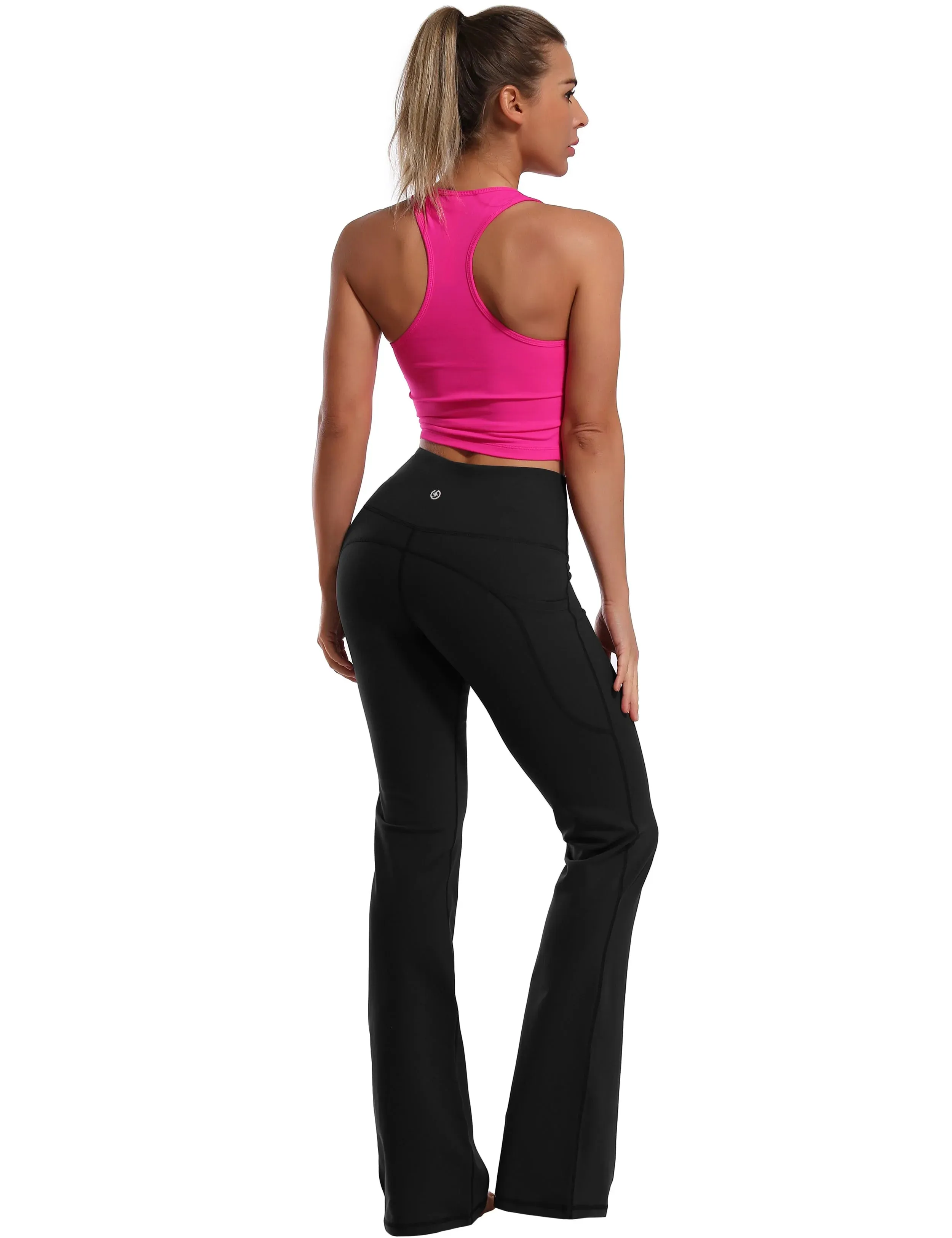 29" 31" 33" 35" 37"  Side Pockets Bootcut Leggings black_yogastudio