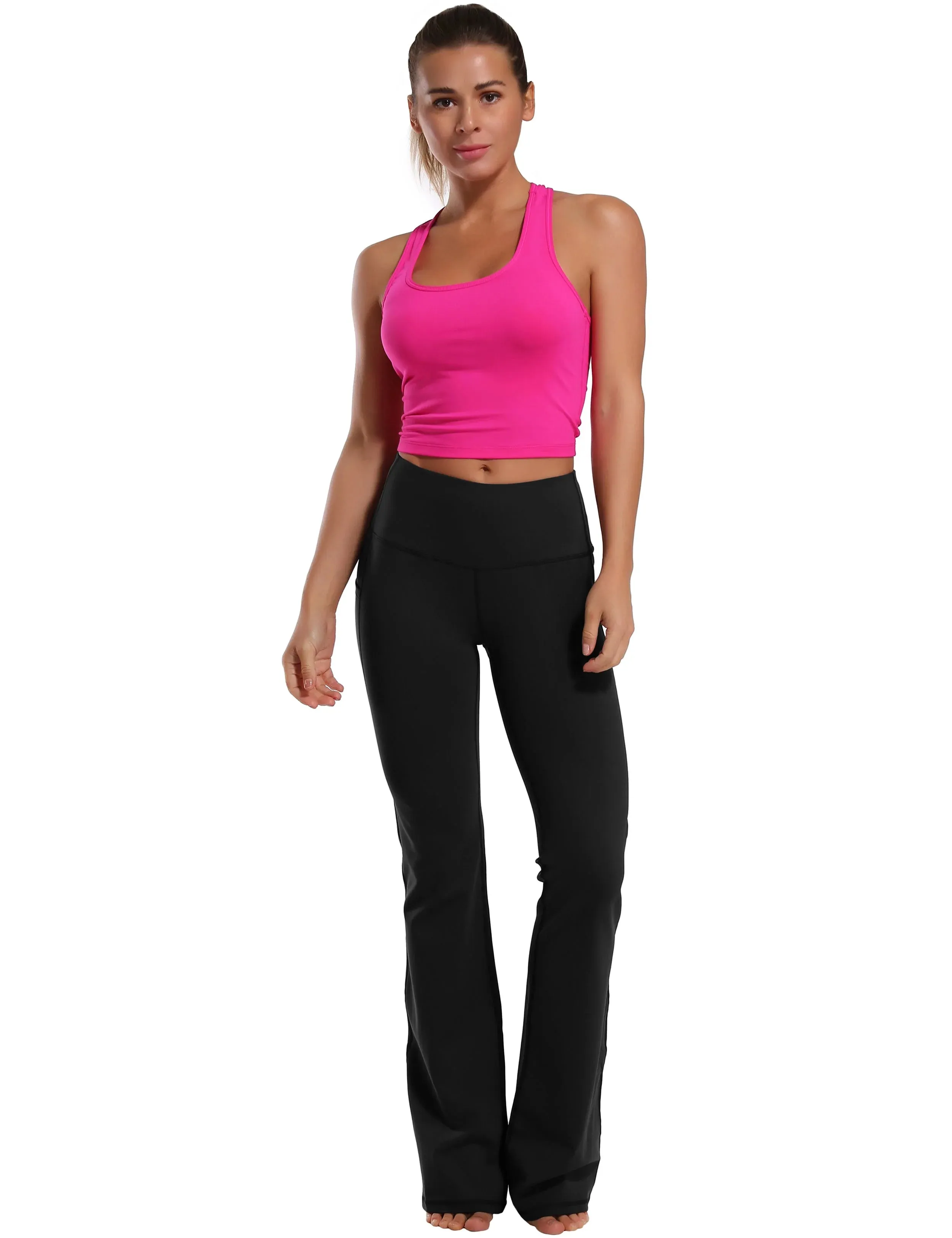 29" 31" 33" 35" 37"  Side Pockets Bootcut Leggings black_yogastudio