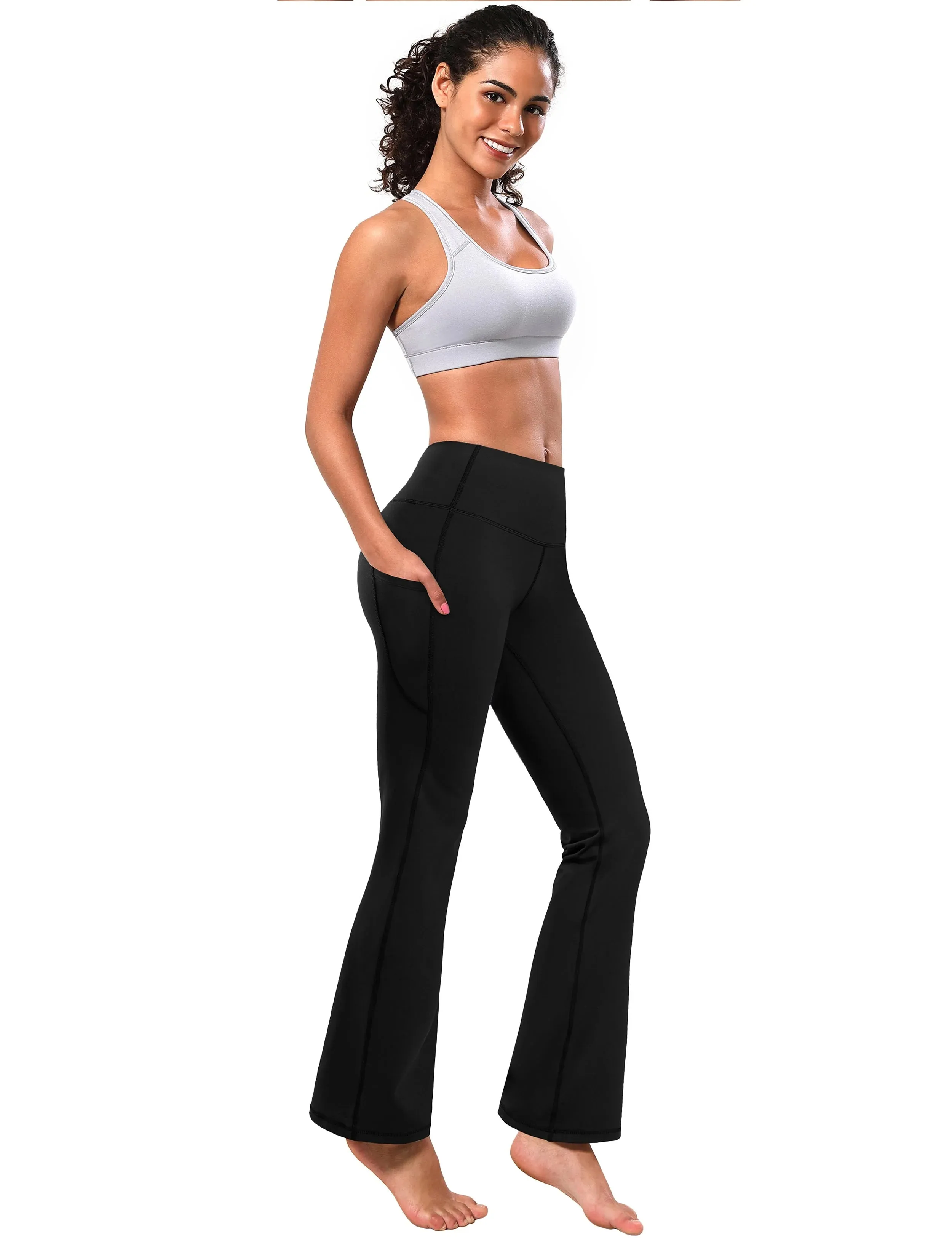 29" 31" 33" 35" 37"  Side Pockets Bootcut Leggings black_yogastudio