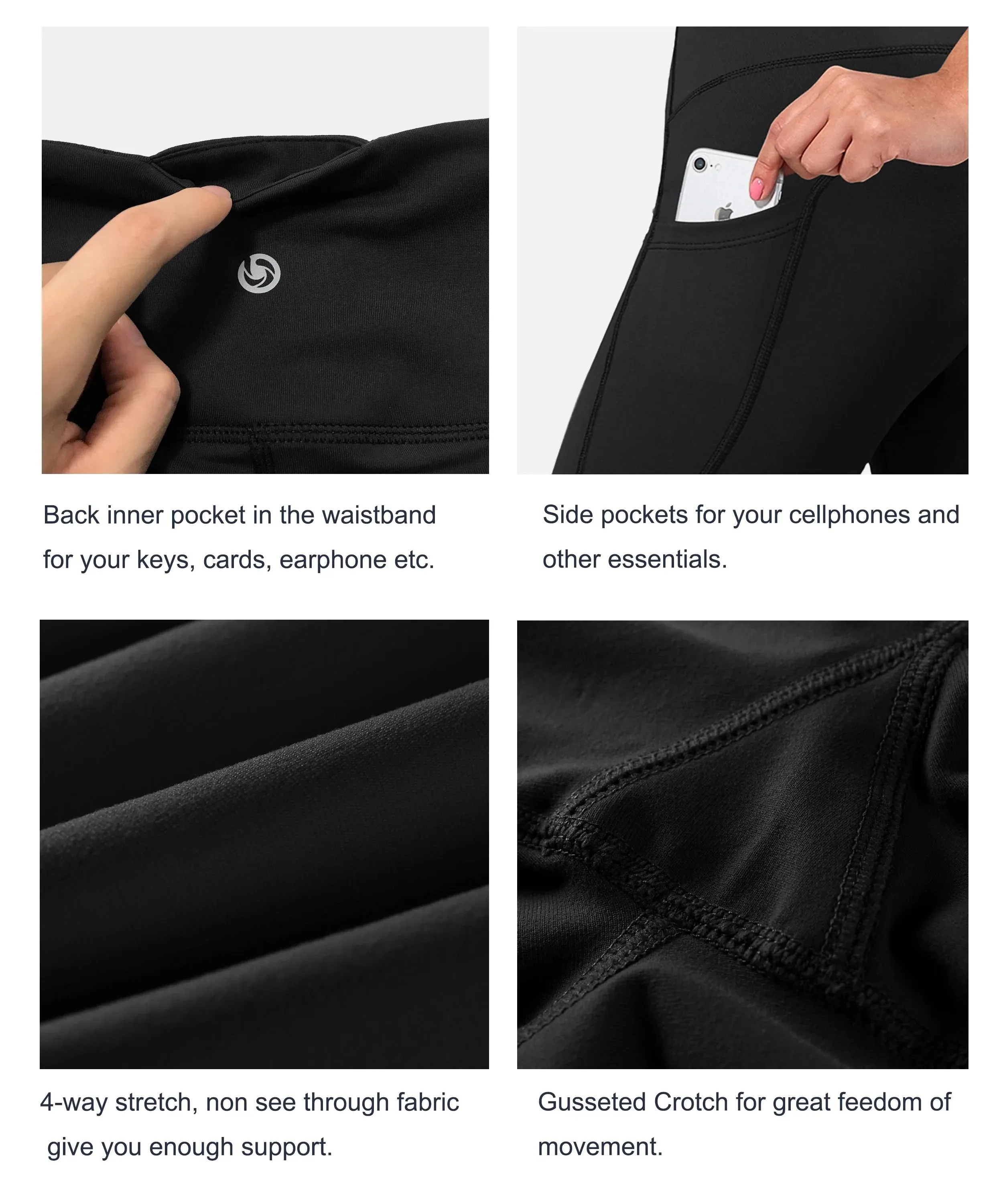 29" 31" 33" 35" 37"  Side Pockets Bootcut Leggings black_yogastudio