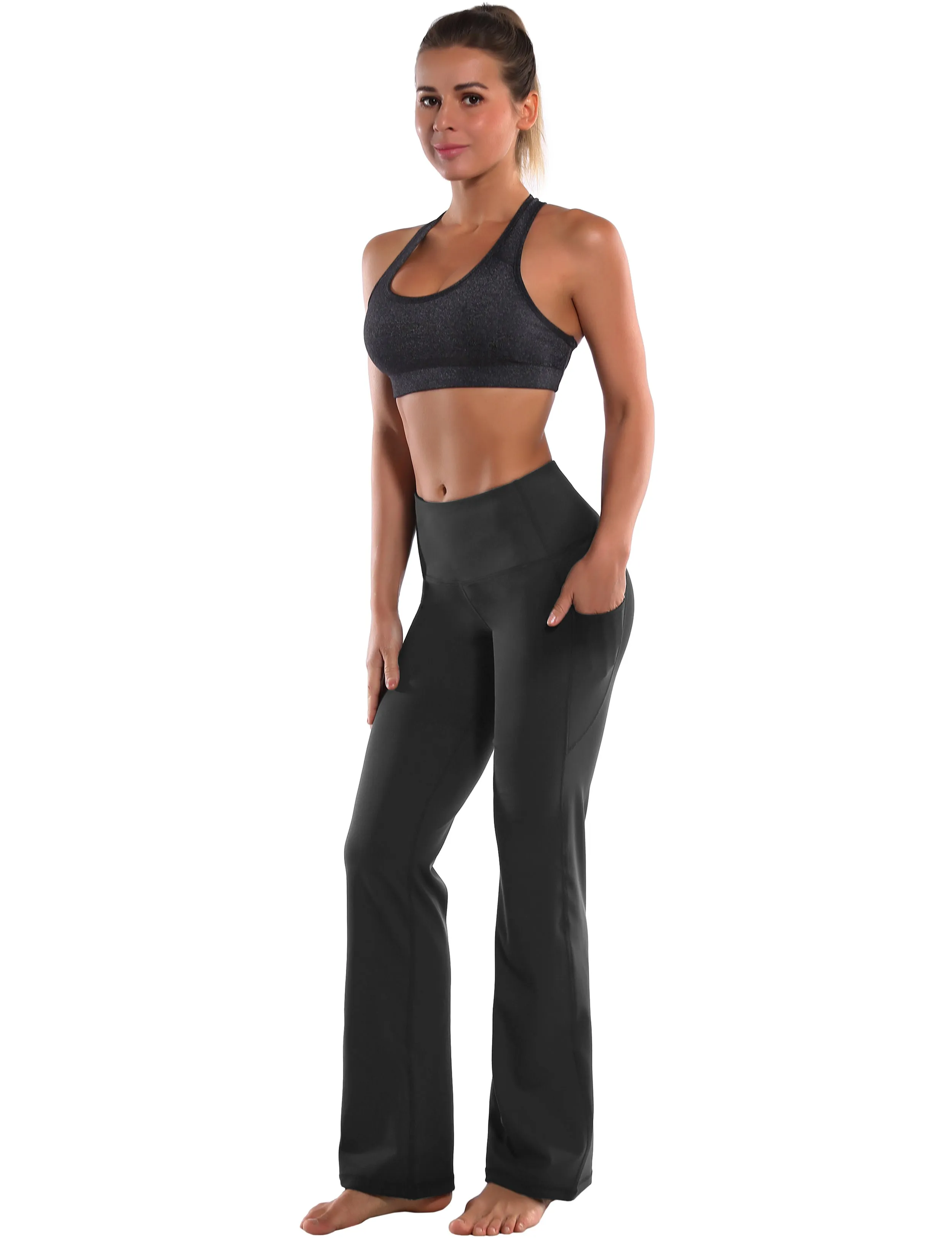 29" 31" 33" 35" 37"  Side Pockets Bootcut Leggings irongrey_Jogging
