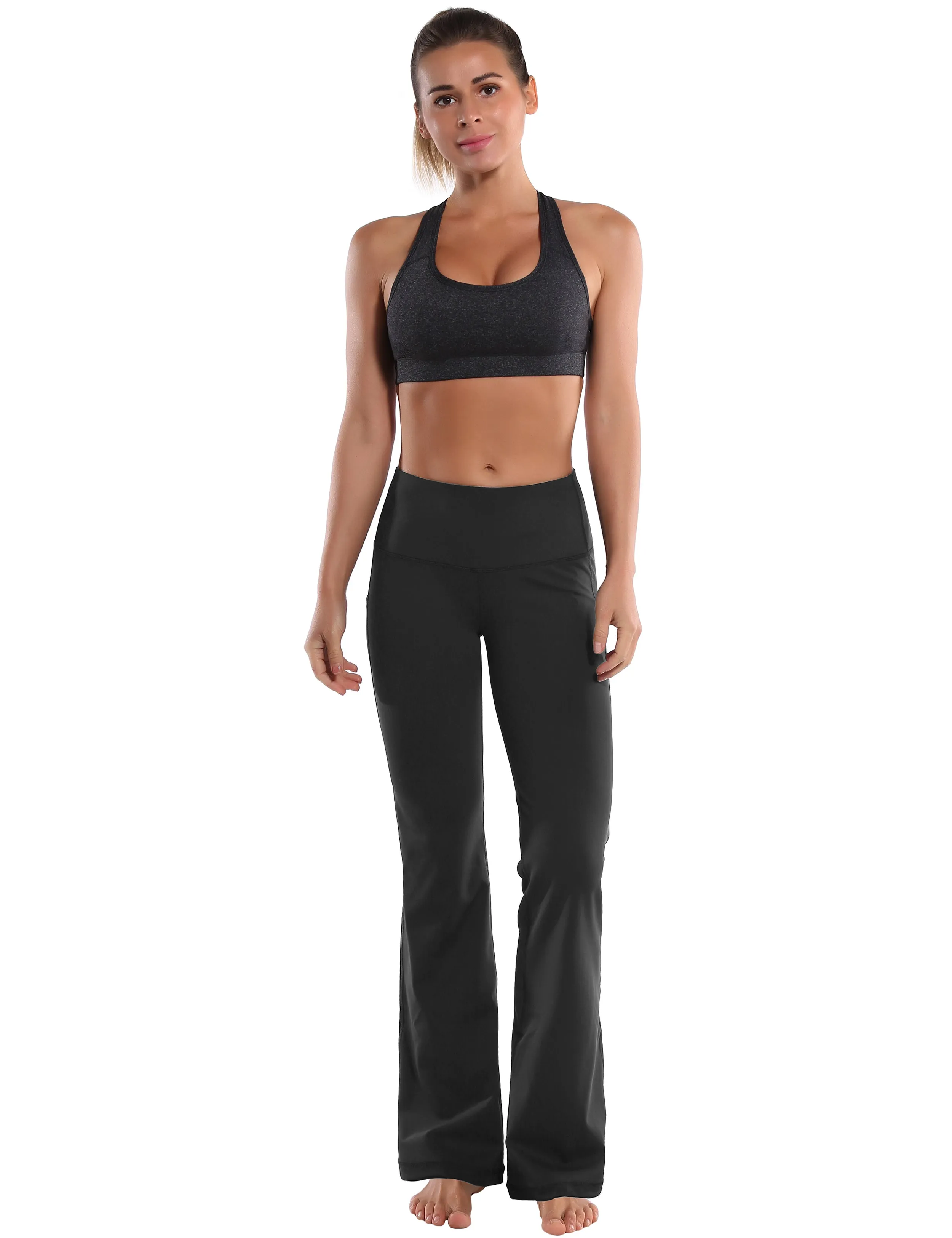 29" 31" 33" 35" 37"  Side Pockets Bootcut Leggings irongrey_Jogging