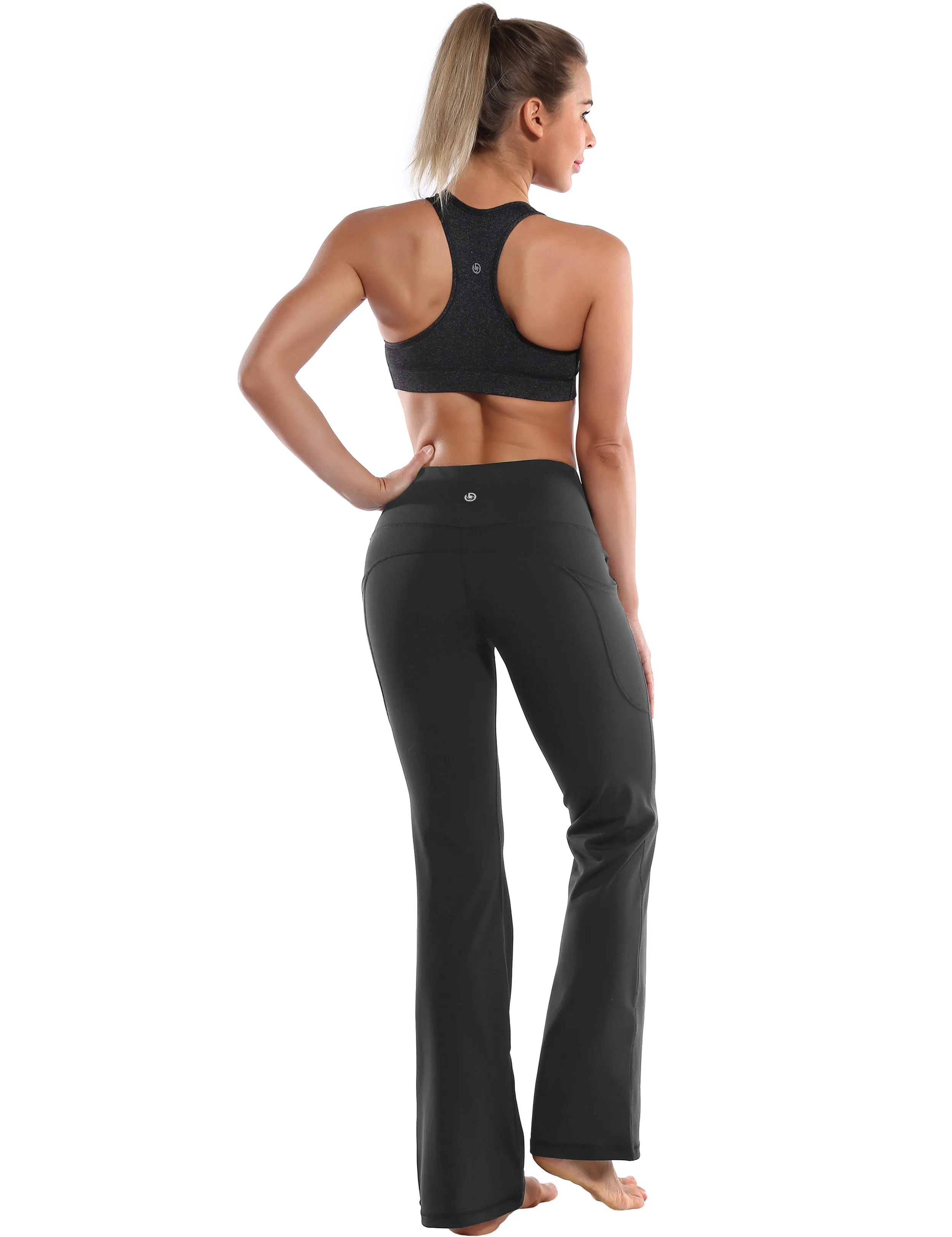 29" 31" 33" 35" 37"  Side Pockets Bootcut Leggings irongrey_Plus Size