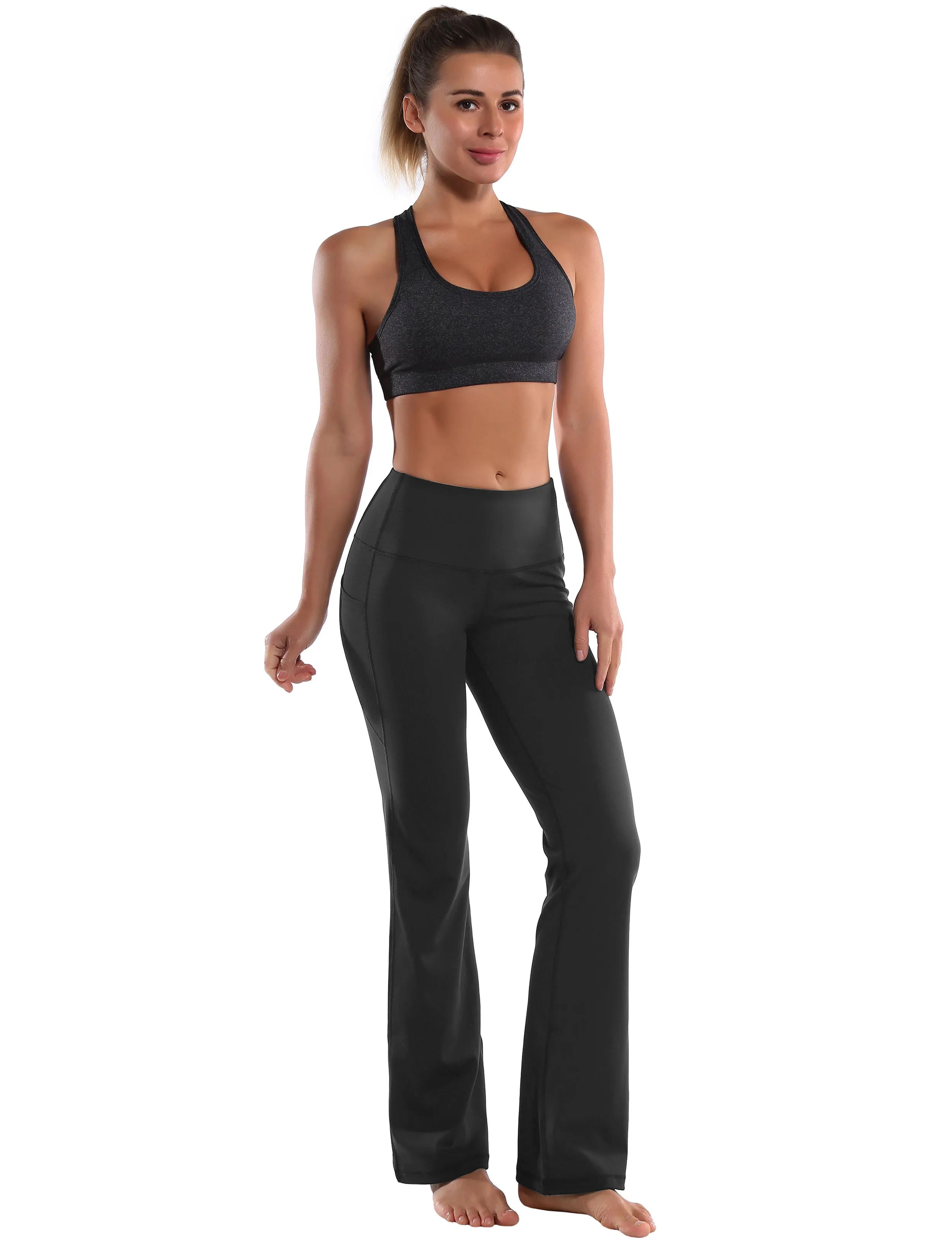 29" 31" 33" 35" 37"  Side Pockets Bootcut Leggings irongrey_Plus Size