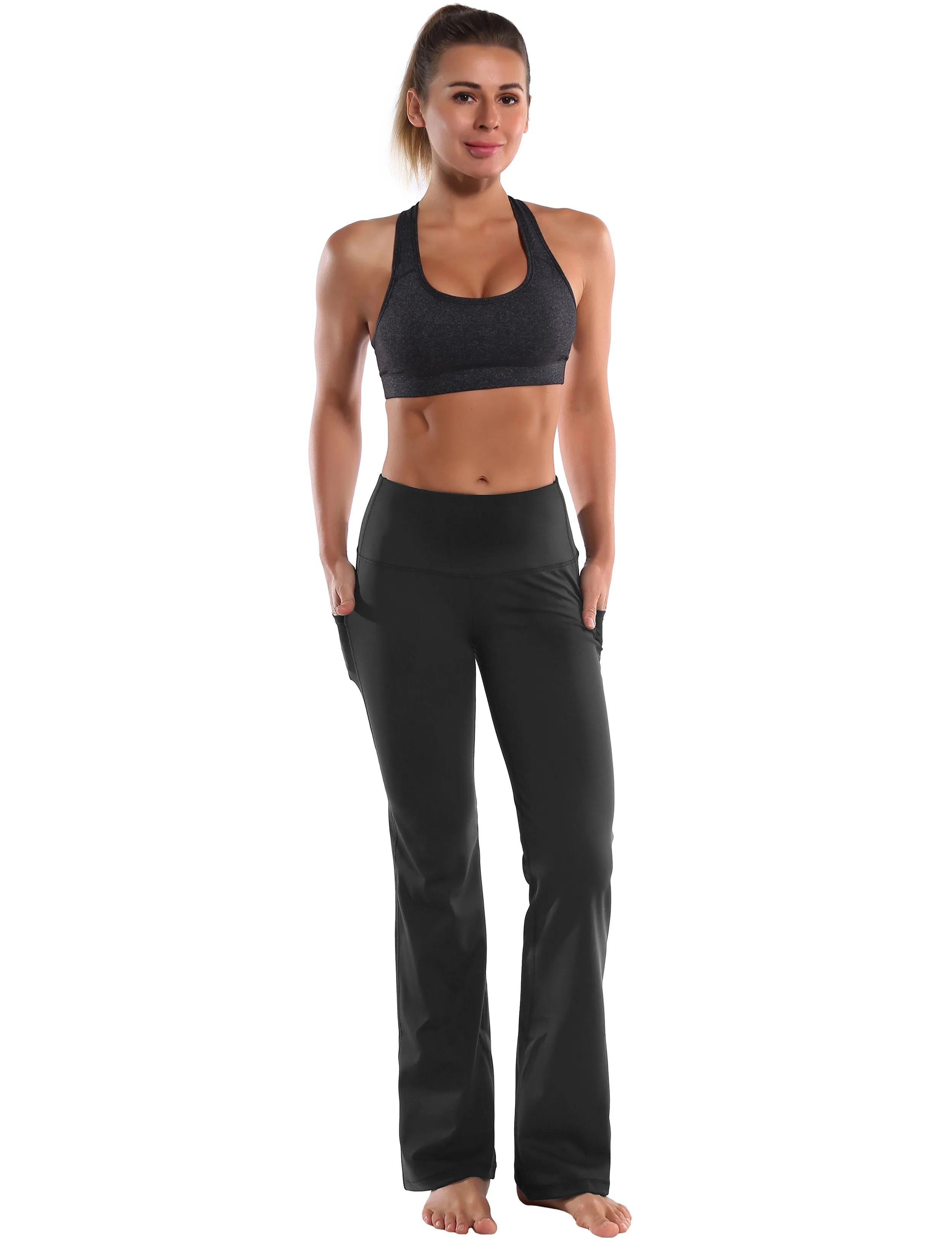 29" 31" 33" 35" 37"  Side Pockets Bootcut Leggings irongrey_Plus Size