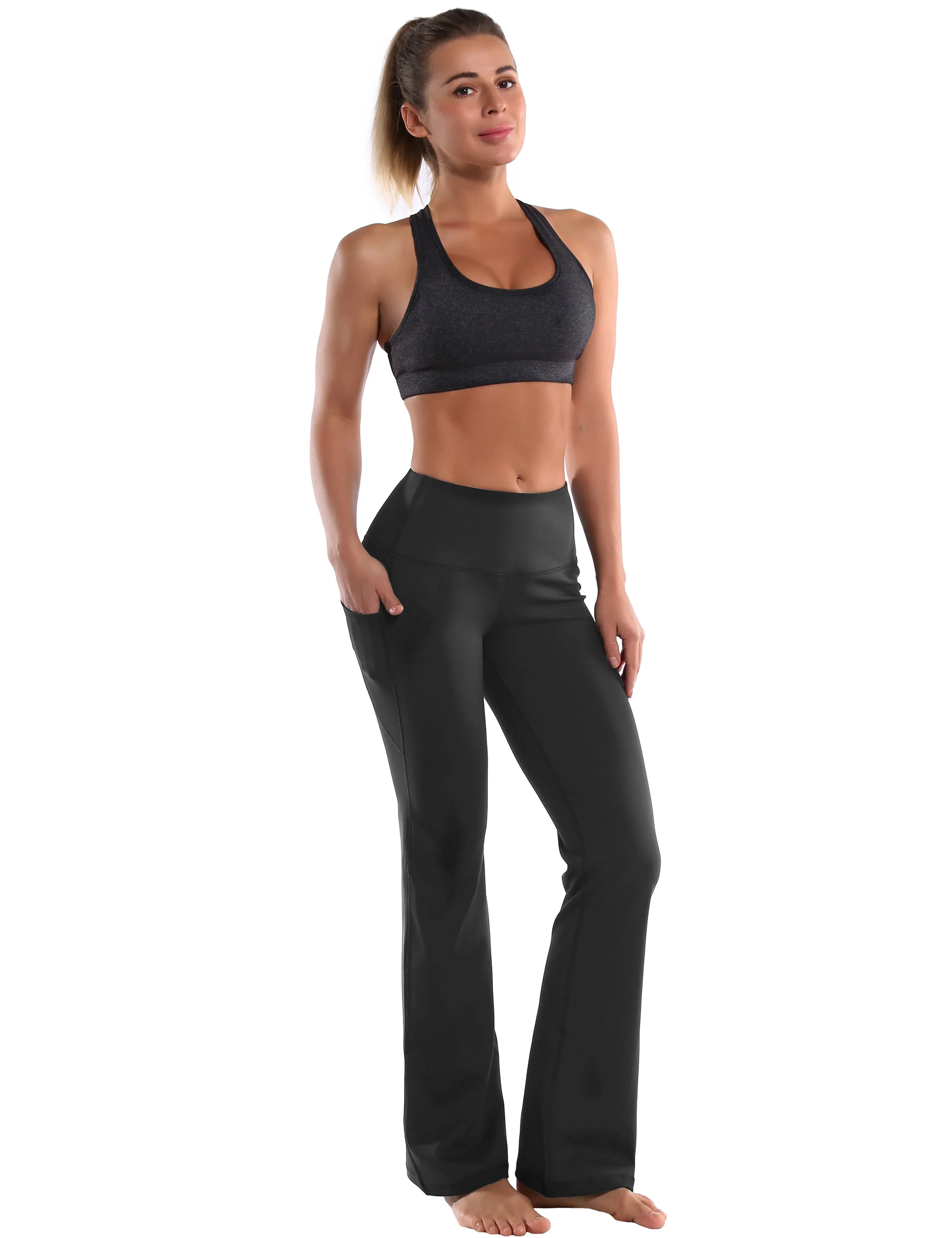 29" 31" 33" 35" 37"  Side Pockets Bootcut Leggings irongrey_Plus Size