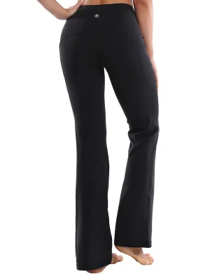 29" 31" 33" 35" 37"  Side Pockets Bootcut Leggings jetblack_Jogging