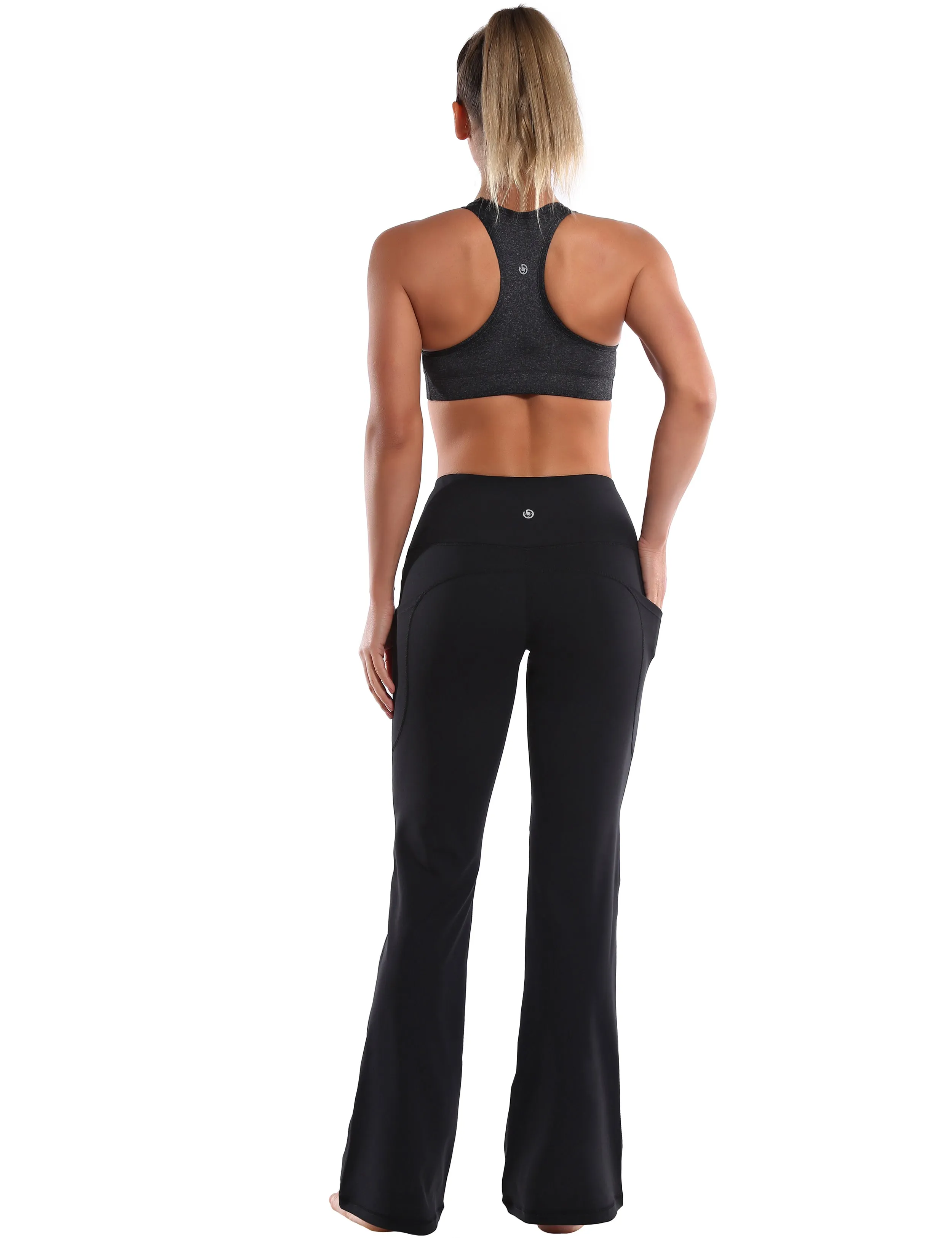 29" 31" 33" 35" 37"  Side Pockets Bootcut Leggings jetblack_Plus Size