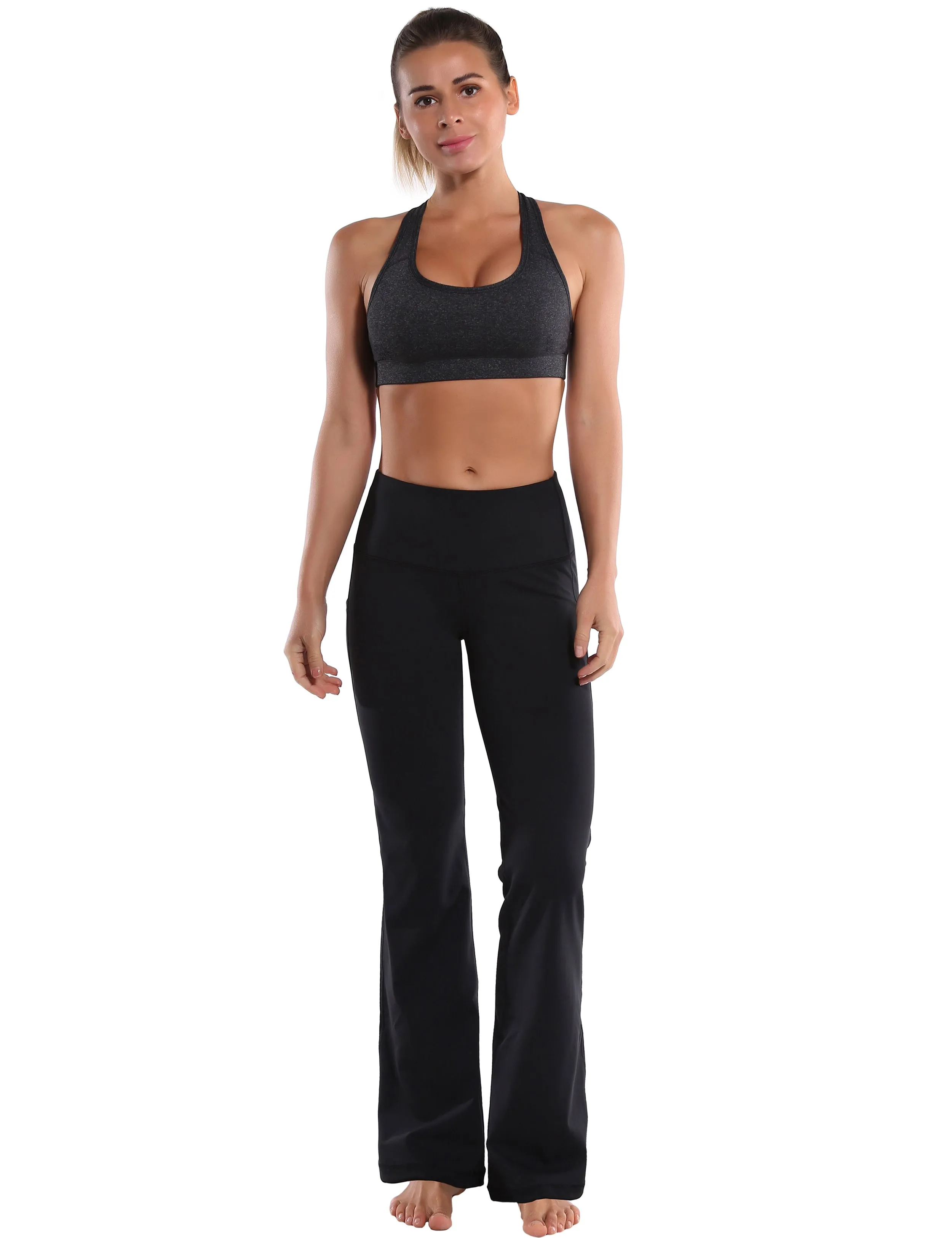 29" 31" 33" 35" 37"  Side Pockets Bootcut Leggings jetblack_Tall Size