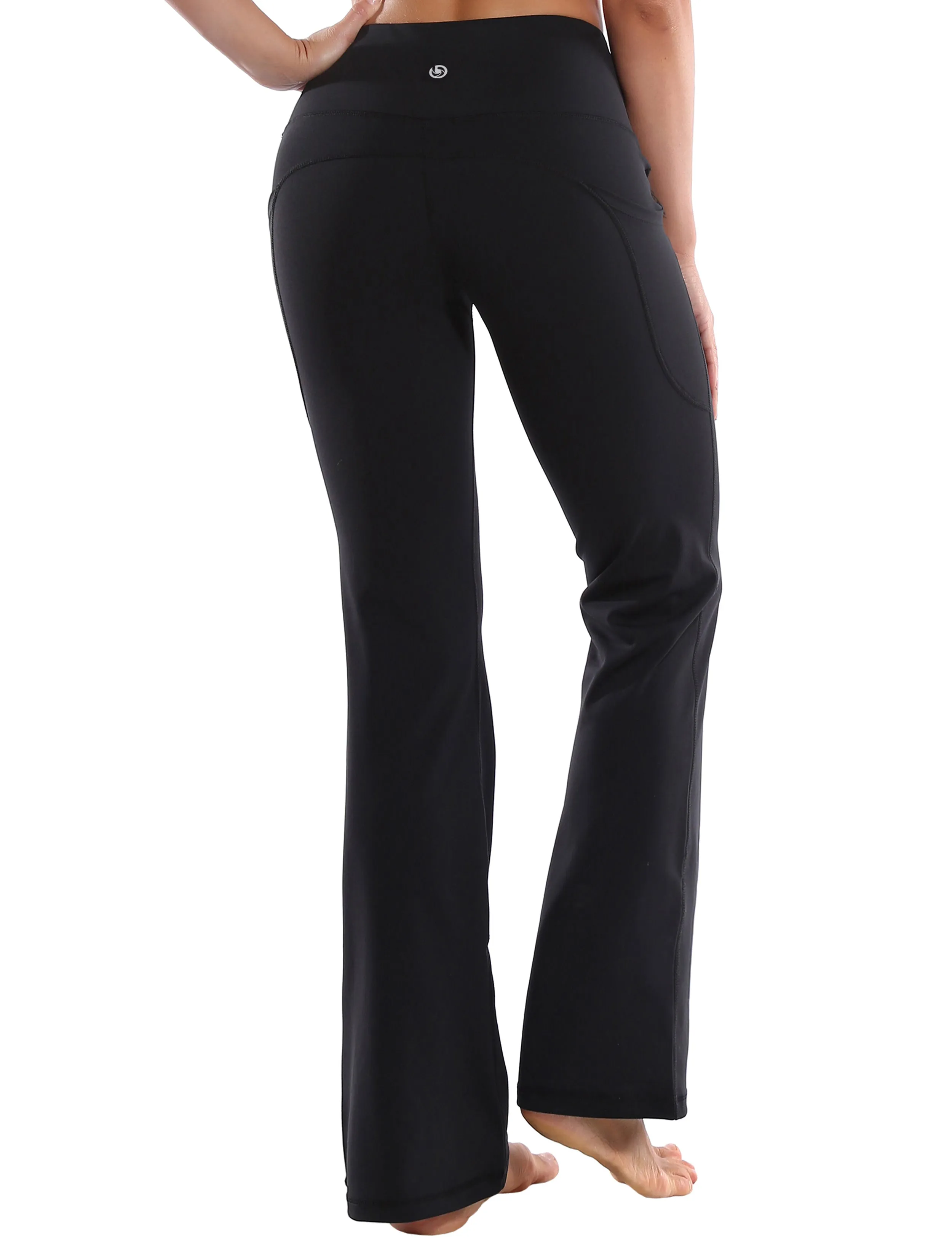 29" 31" 33" 35" 37"  Side Pockets Bootcut Leggings jetblack_Tall Size