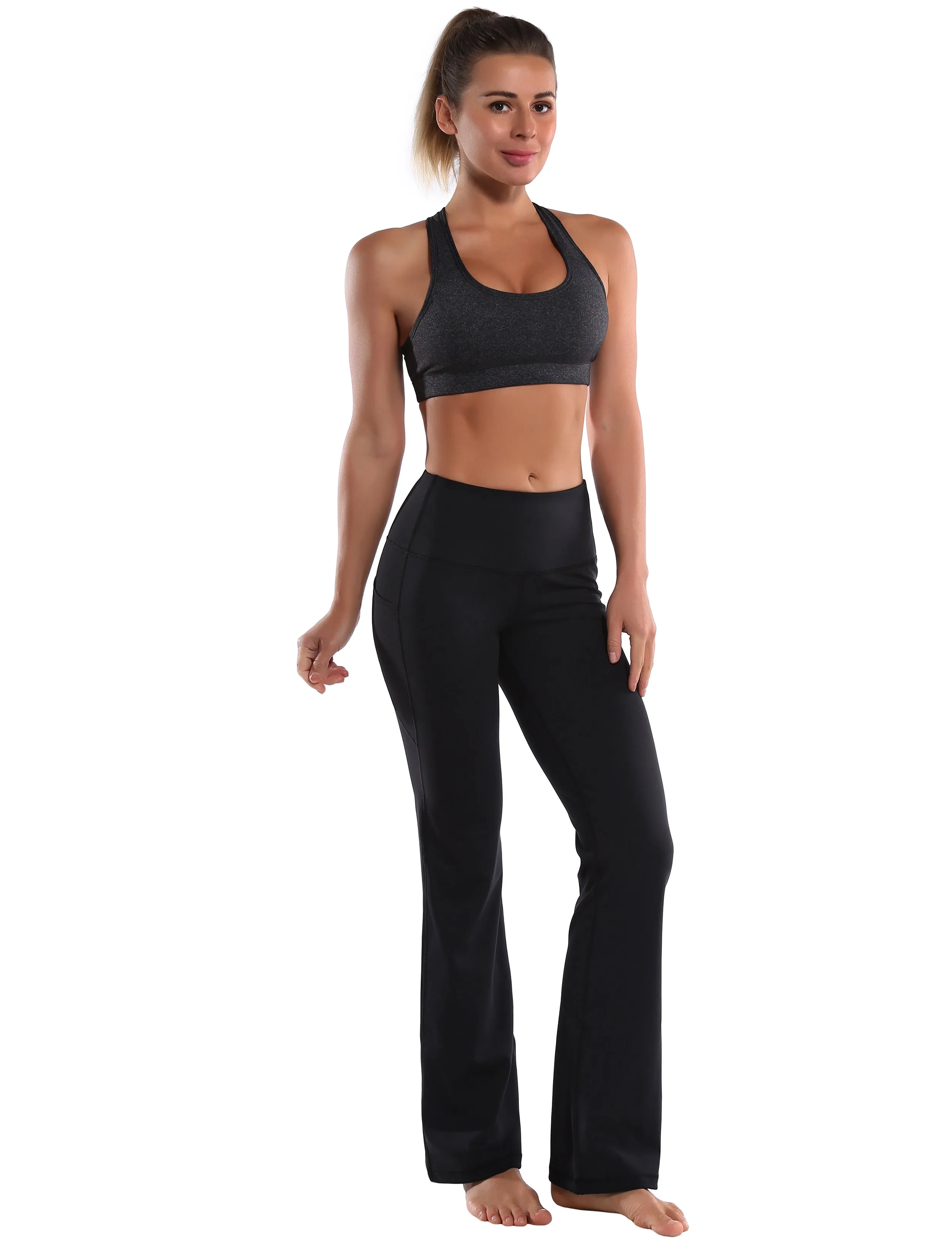 29" 31" 33" 35" 37"  Side Pockets Bootcut Leggings jetblack_Tall Size
