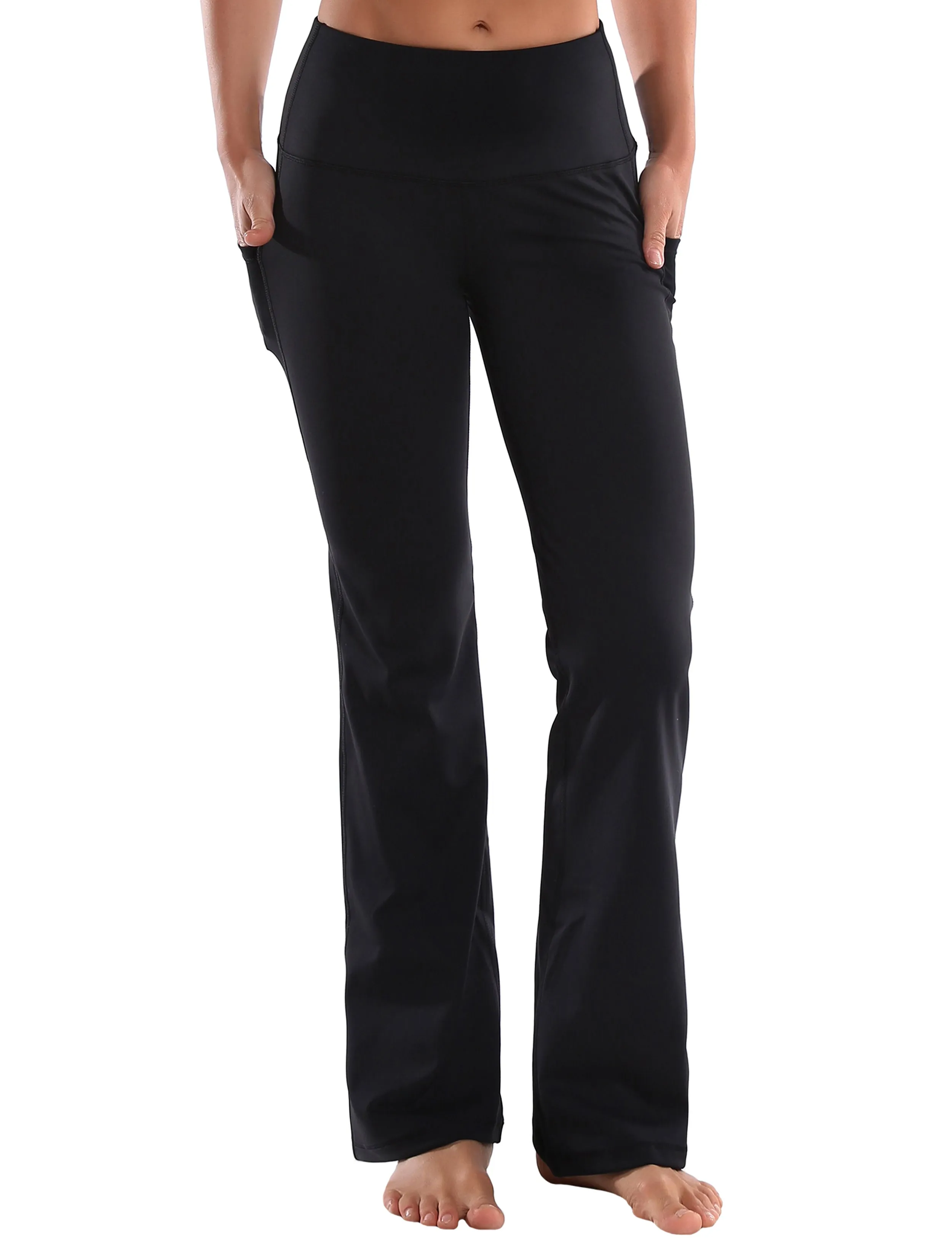 29" 31" 33" 35" 37"  Side Pockets Bootcut Leggings jetblack_Tall Size