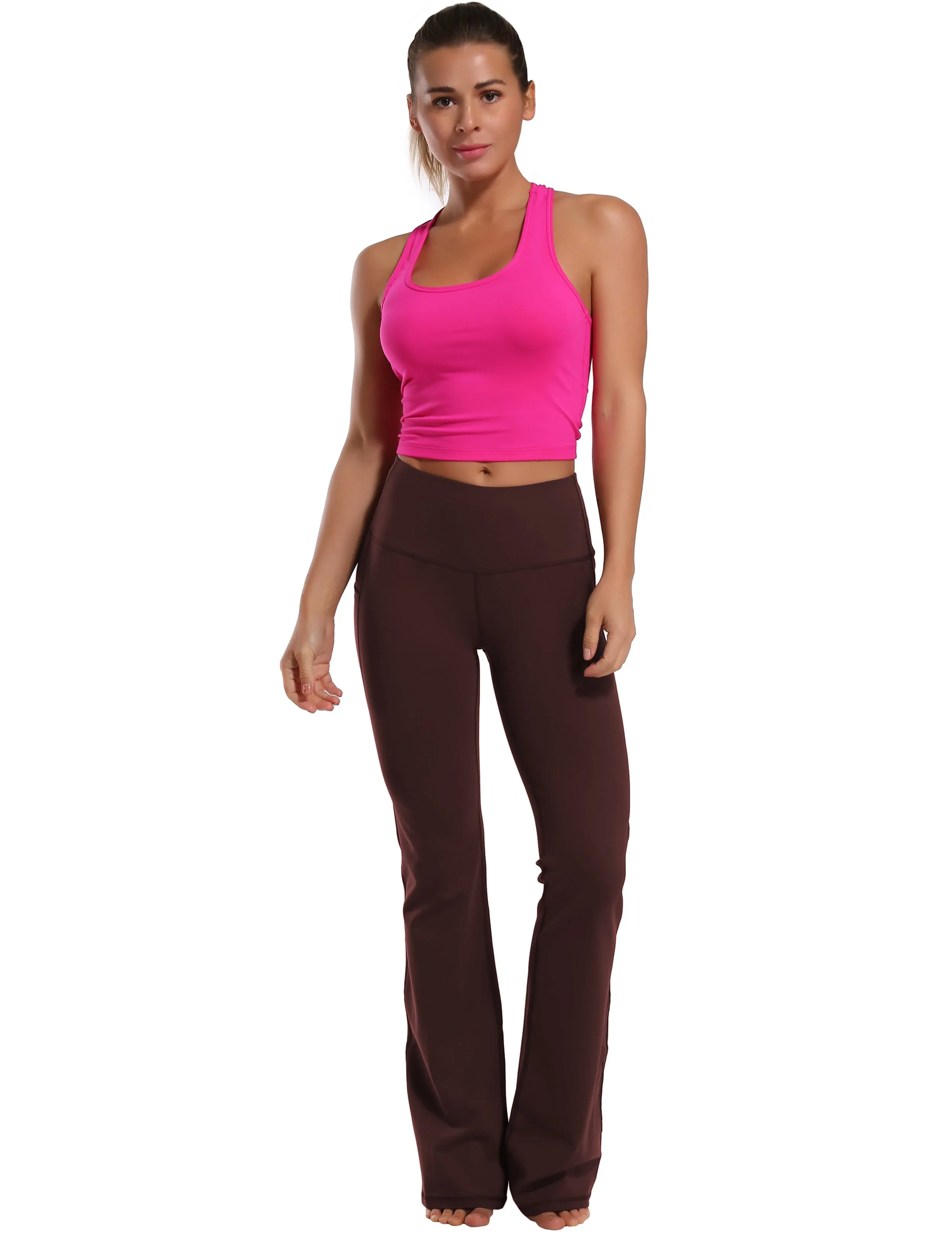 29" 31" 33" 35" 37"  Side Pockets Bootcut Leggings mahoganymaroon_Jogging