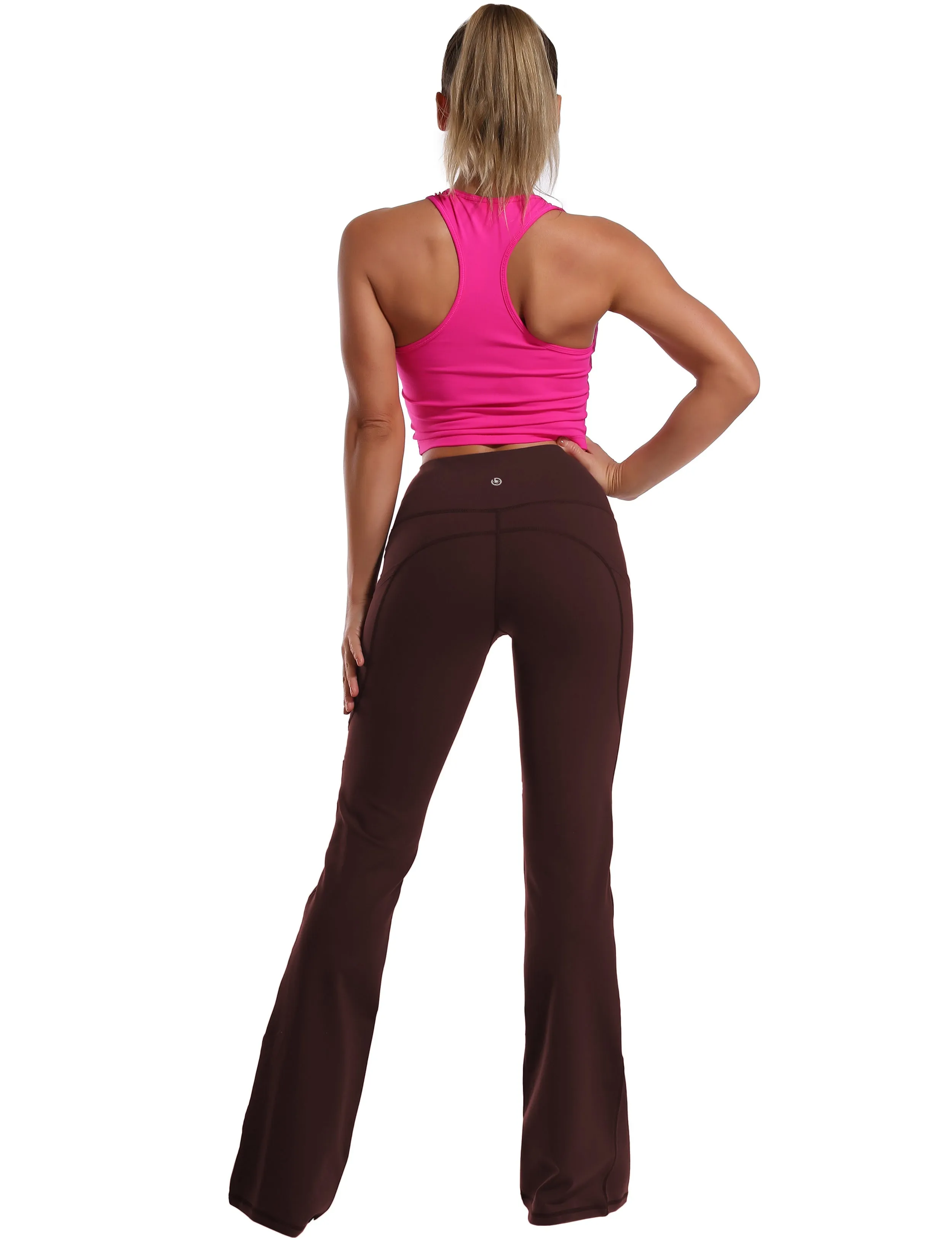 29" 31" 33" 35" 37"  Side Pockets Bootcut Leggings mahoganymaroon_Jogging
