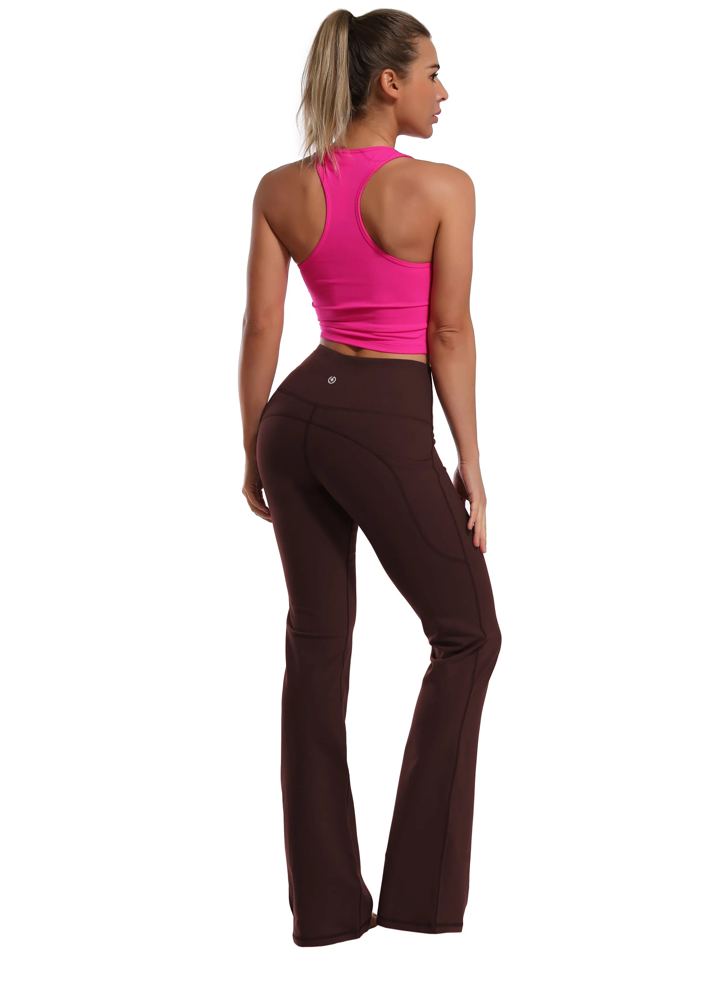 29" 31" 33" 35" 37"  Side Pockets Bootcut Leggings mahoganymaroon_Jogging
