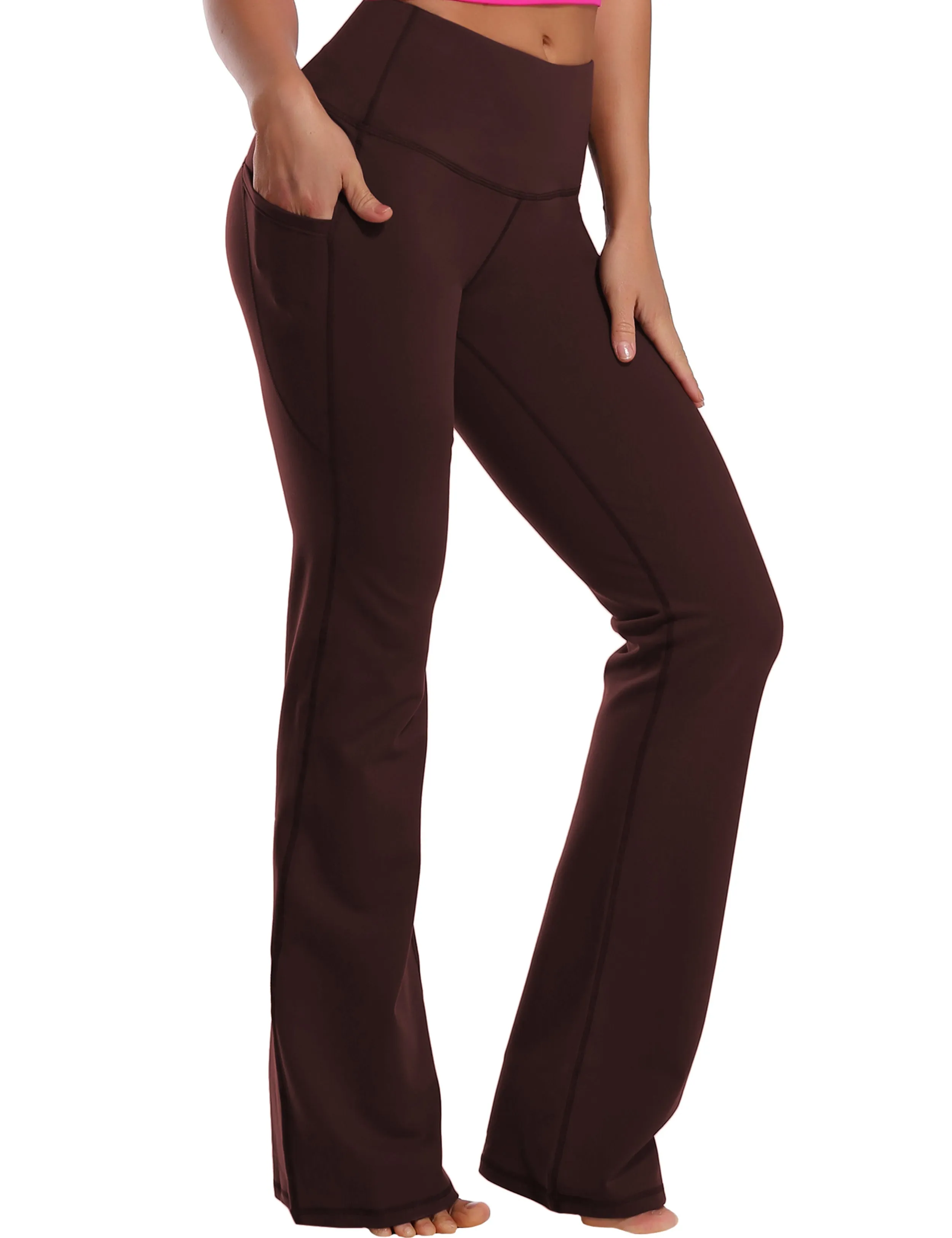 29" 31" 33" 35" 37"  Side Pockets Bootcut Leggings mahoganymaroon_Jogging