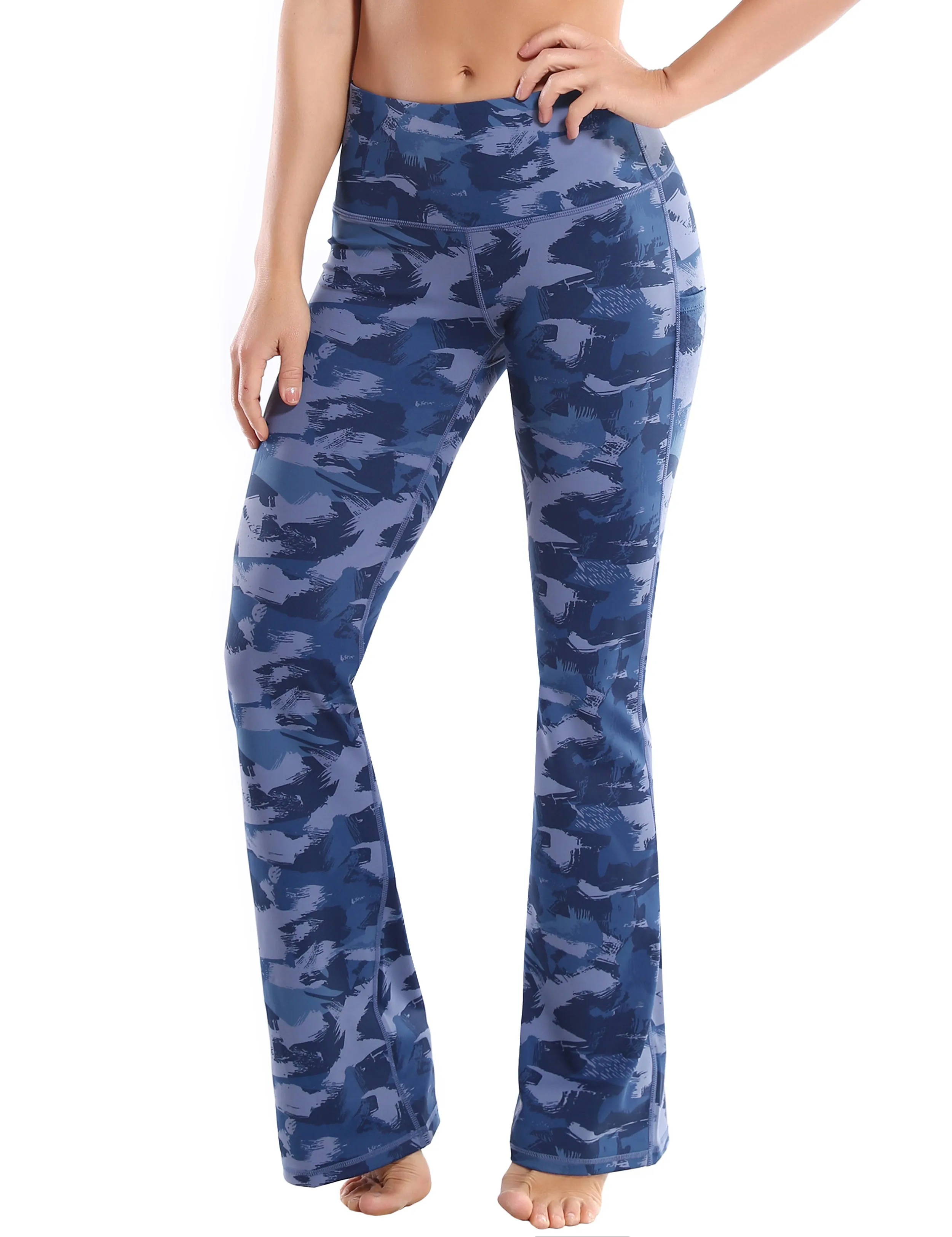 29" 31" 33" 35" 37"  Side Pockets Bootcut Leggings navy brushcamo_Biking