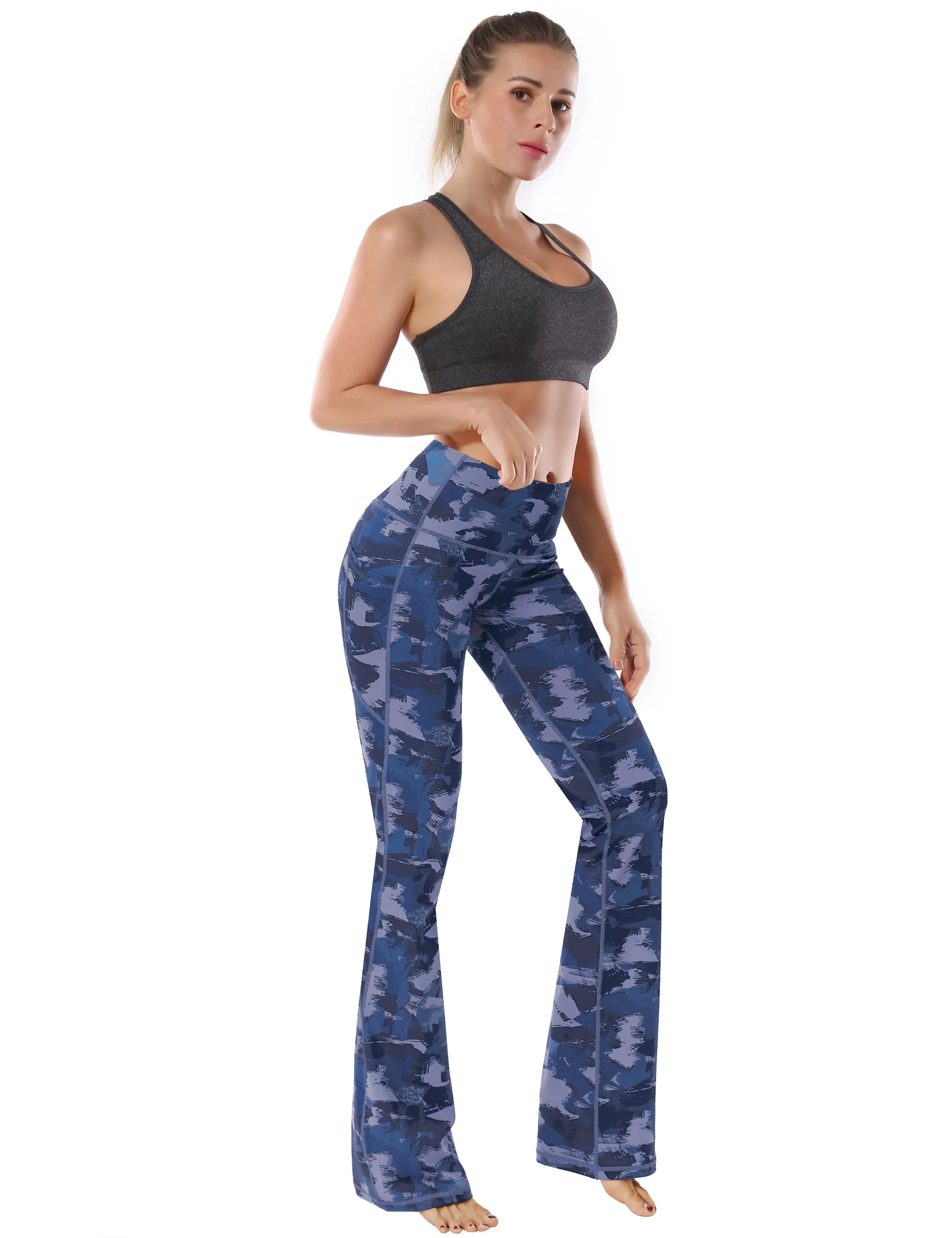 29" 31" 33" 35" 37"  Side Pockets Bootcut Leggings navy brushcamo_Biking