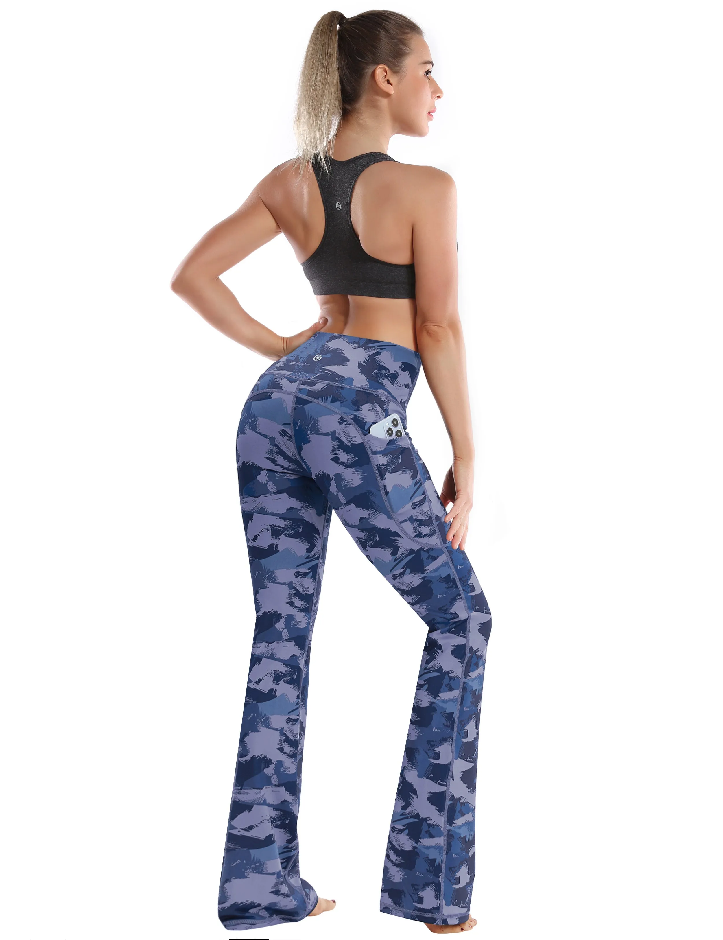 29" 31" 33" 35" 37"  Side Pockets Bootcut Leggings navy brushcamo_Biking