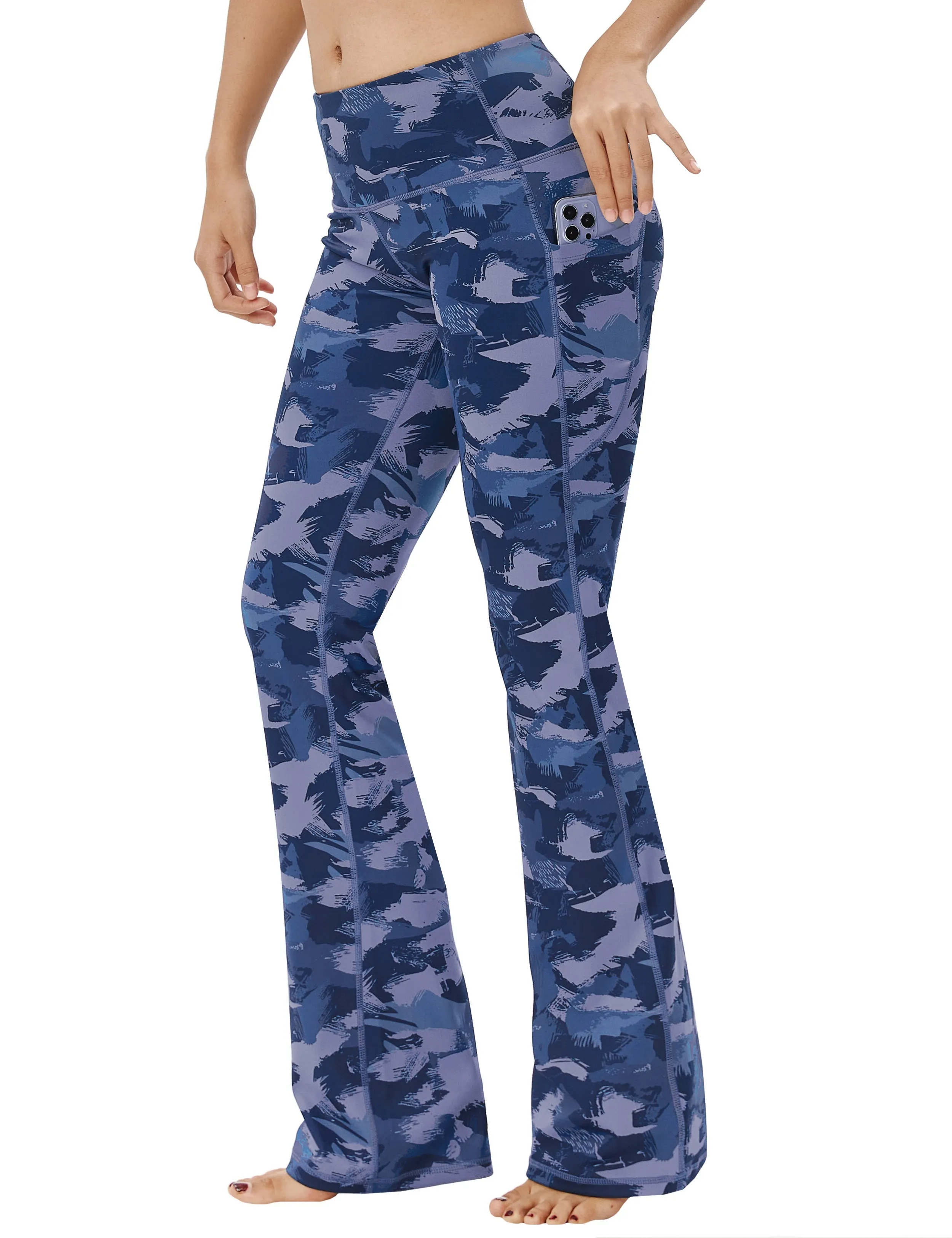 29" 31" 33" 35" 37"  Side Pockets Bootcut Leggings navy brushcamo_Biking