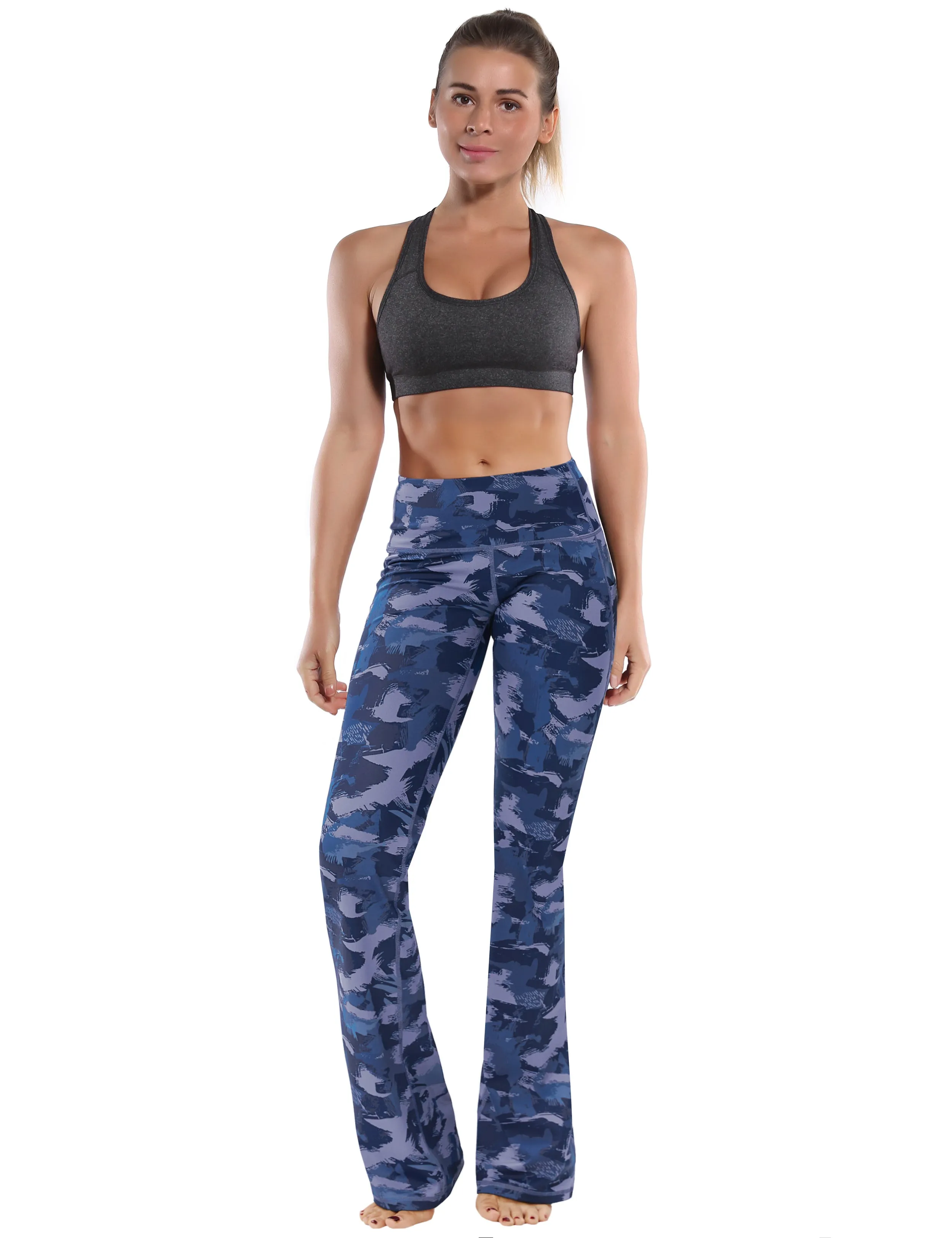29" 31" 33" 35" 37"  Side Pockets Bootcut Leggings navy brushcamo_Biking