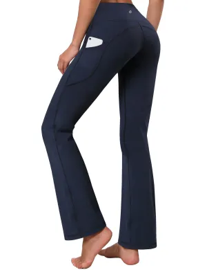 29" 31" 33" 35" 37"  Side Pockets Bootcut Leggings navyblue_Plus Size